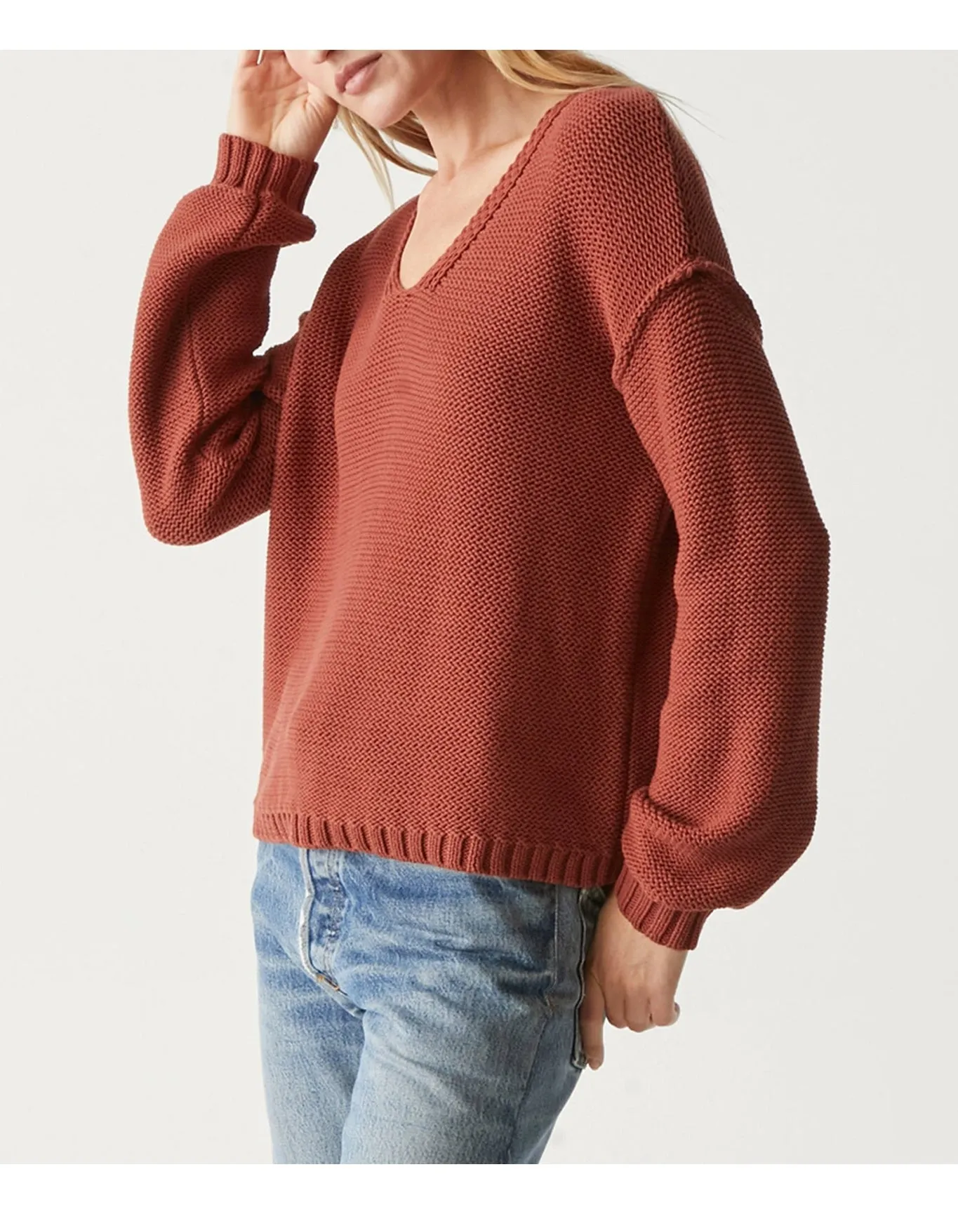 Kendra V-Neck Sweater | Pecan MICHAEL STARS