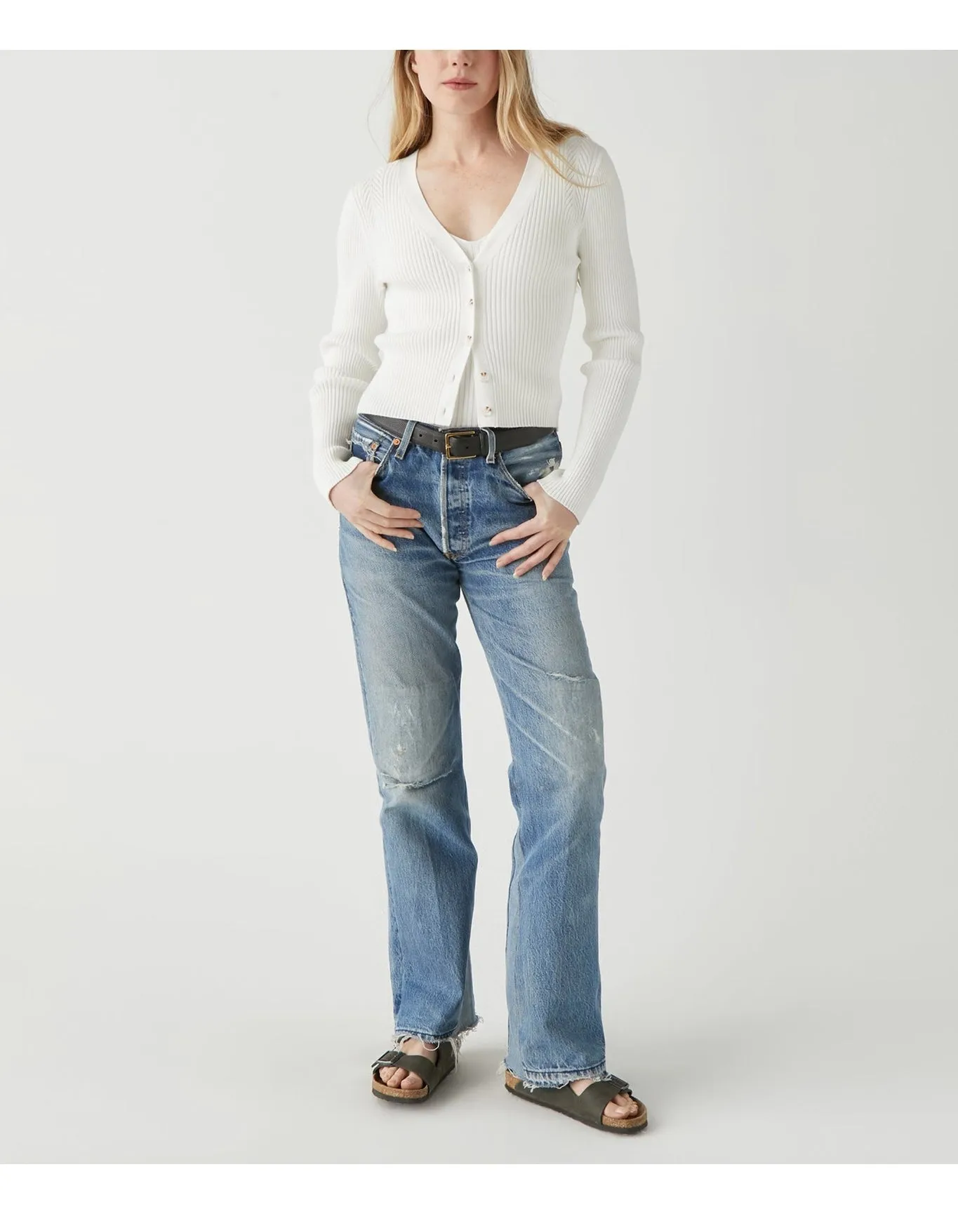 Khalia Ribbed Cardigan | Ivory MICHAEL STARS