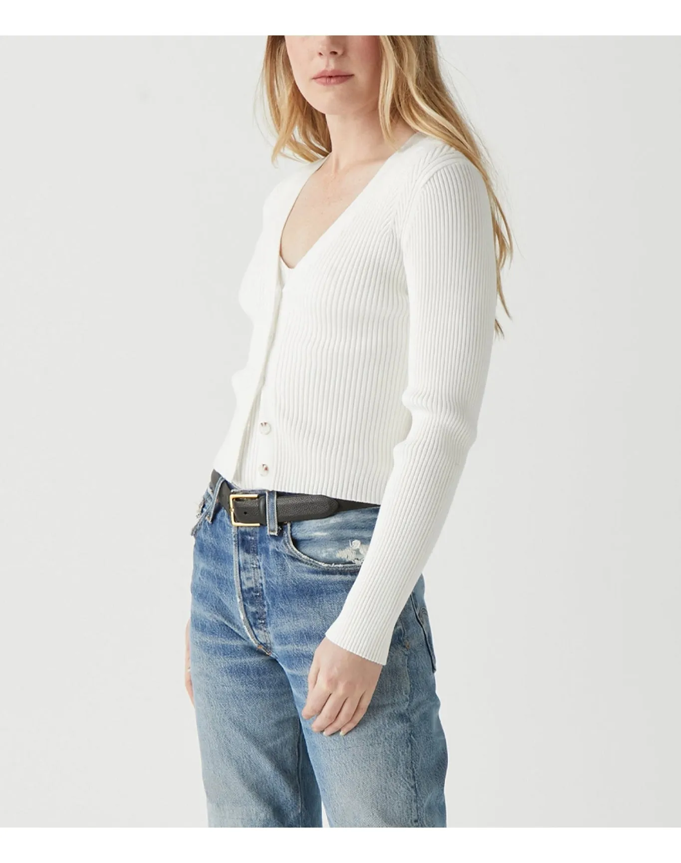 Khalia Ribbed Cardigan | Ivory MICHAEL STARS