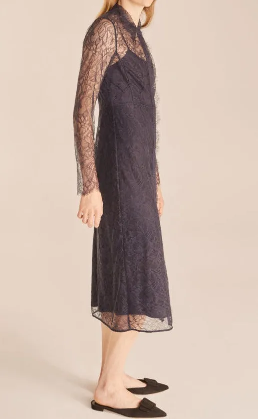 Lace Shirt Dress | Navy REBECCA TAYLOR