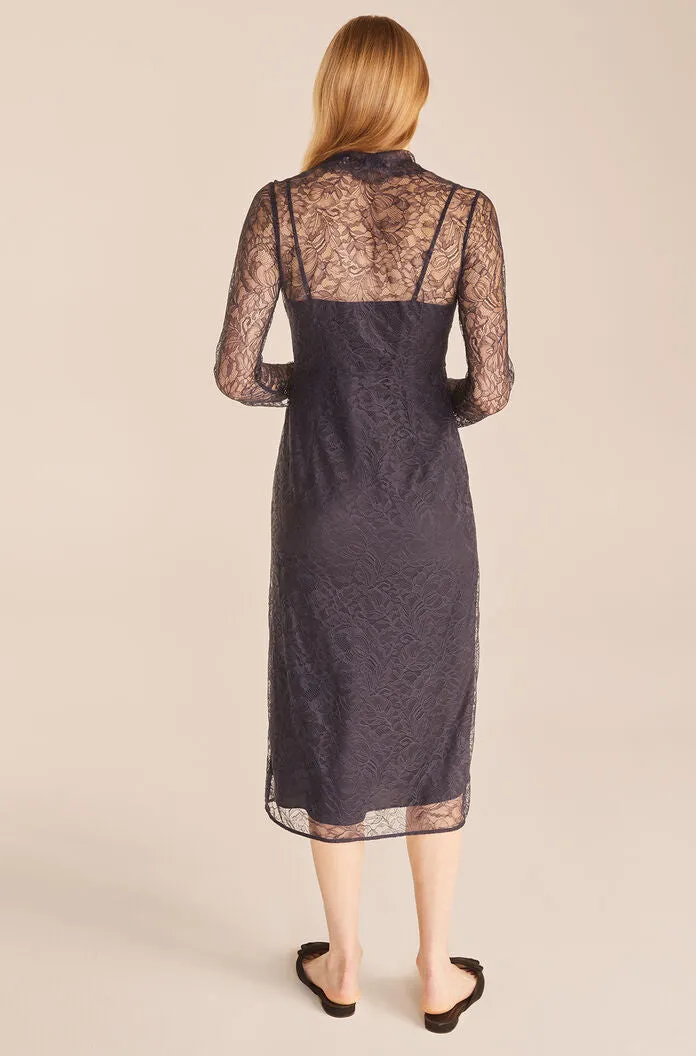 Lace Shirt Dress | Navy REBECCA TAYLOR