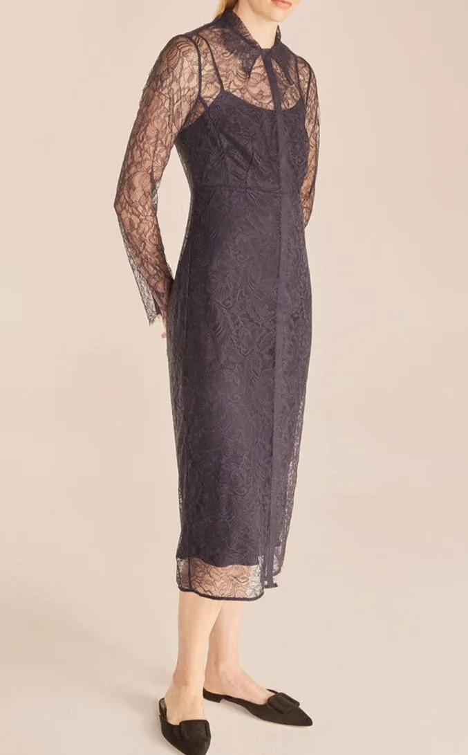 Lace Shirt Dress | Navy REBECCA TAYLOR