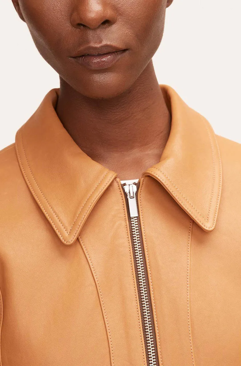 Ladies Pebbled Leather Moto | Clay REBECCA TAYLOR