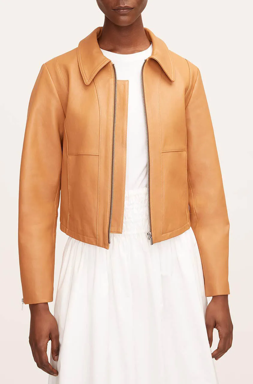 Ladies Pebbled Leather Moto | Clay REBECCA TAYLOR