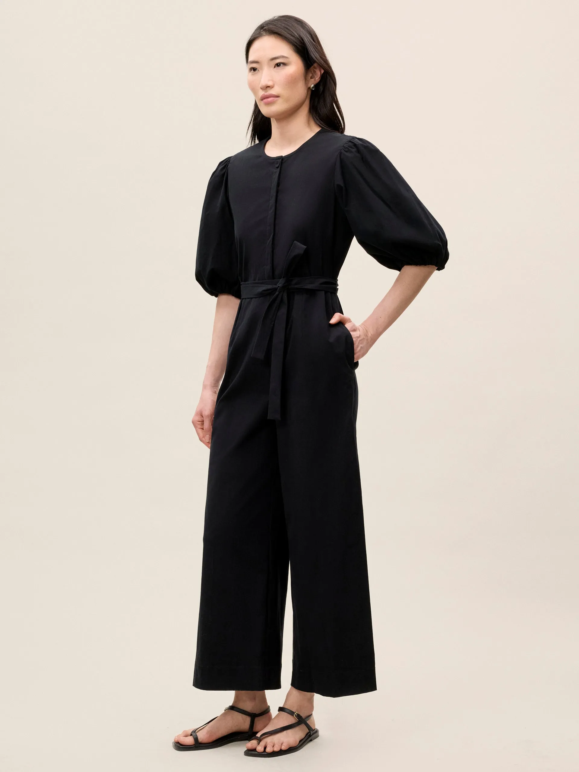 Lightweight Trench Jumpsuit | Black REBECCA TAYLOR