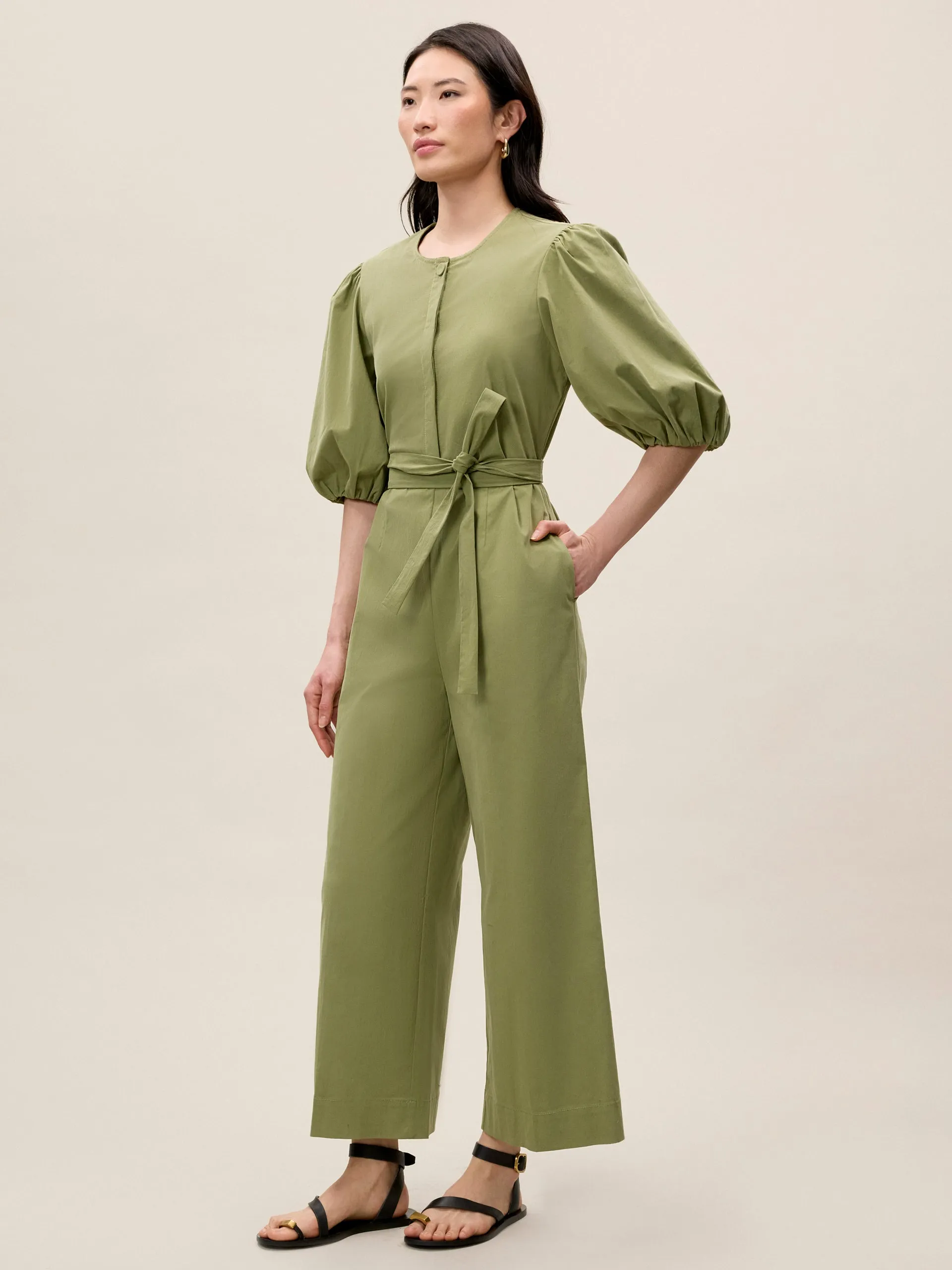 Lightweight Trench Jumpsuit | Olive REBECCA TAYLOR