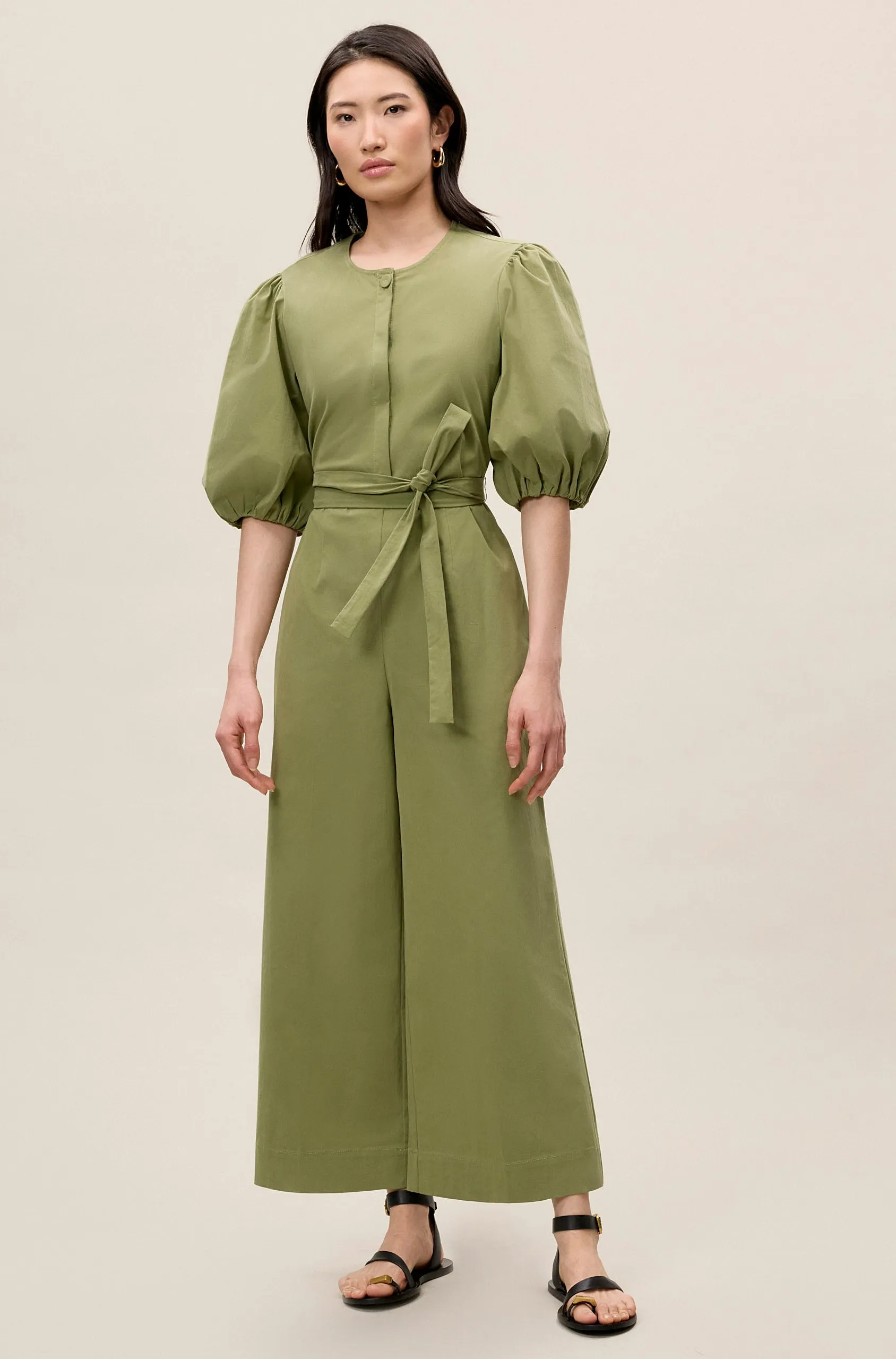 Lightweight Trench Jumpsuit | Olive REBECCA TAYLOR