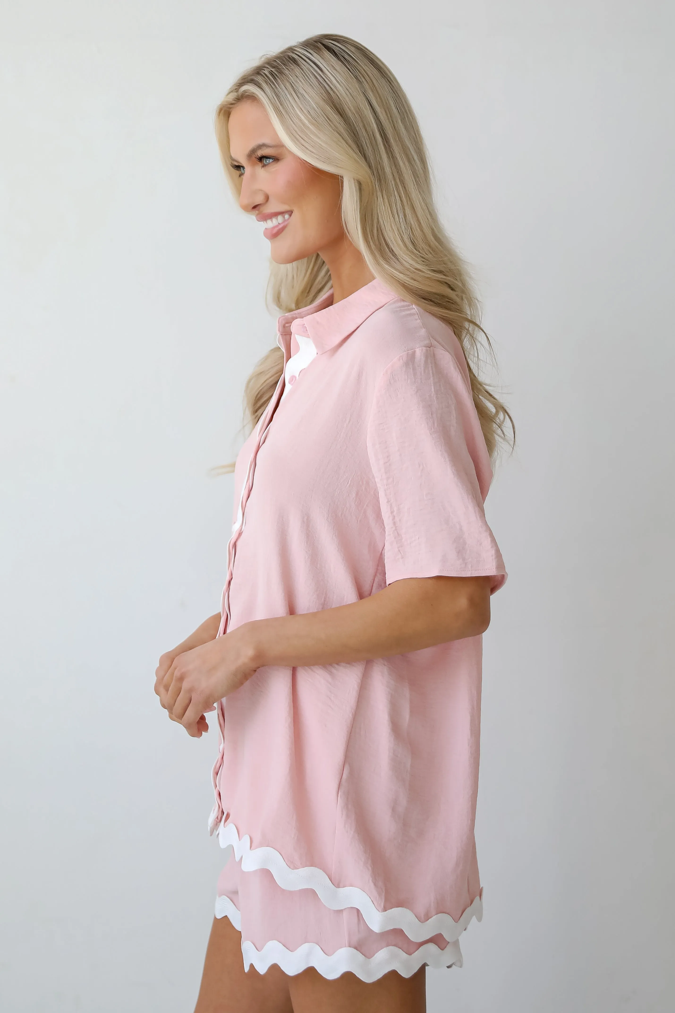 Little Moments Button-Up Blouse - DU DEAL