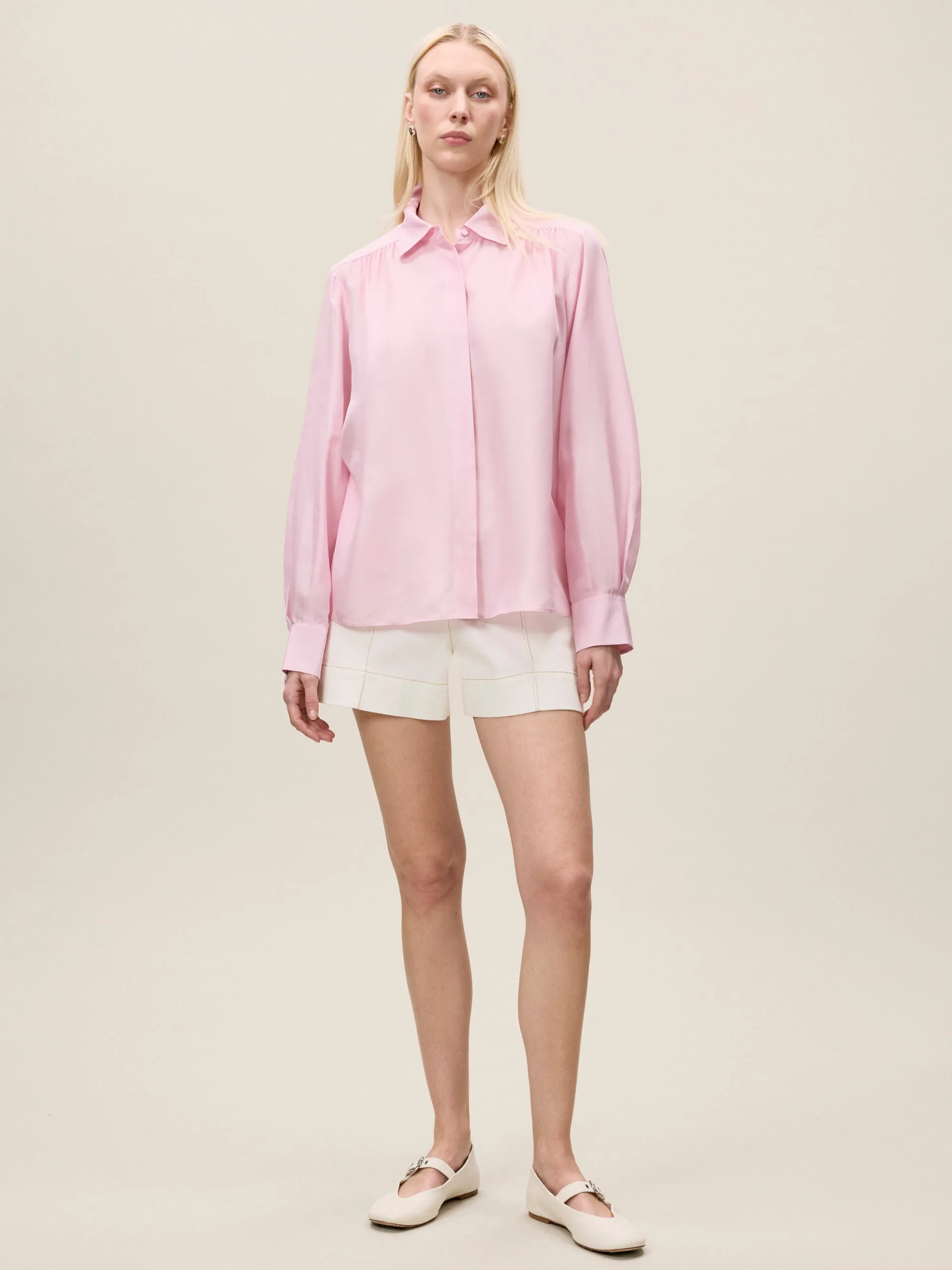 Long Sleeve Charm Blouse | Pale Orchid REBECCA TAYLOR