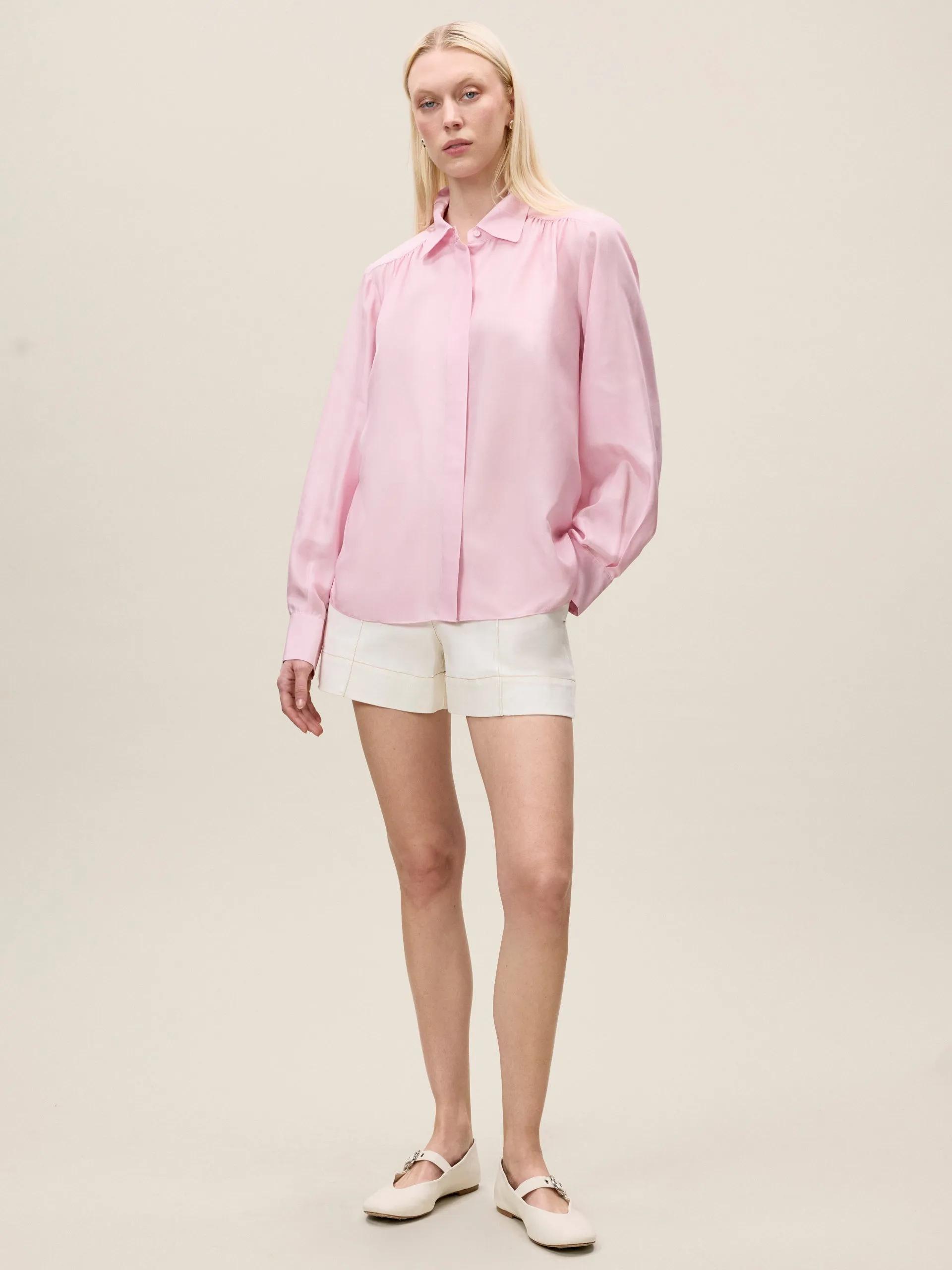 Long Sleeve Charm Blouse | Pale Orchid REBECCA TAYLOR