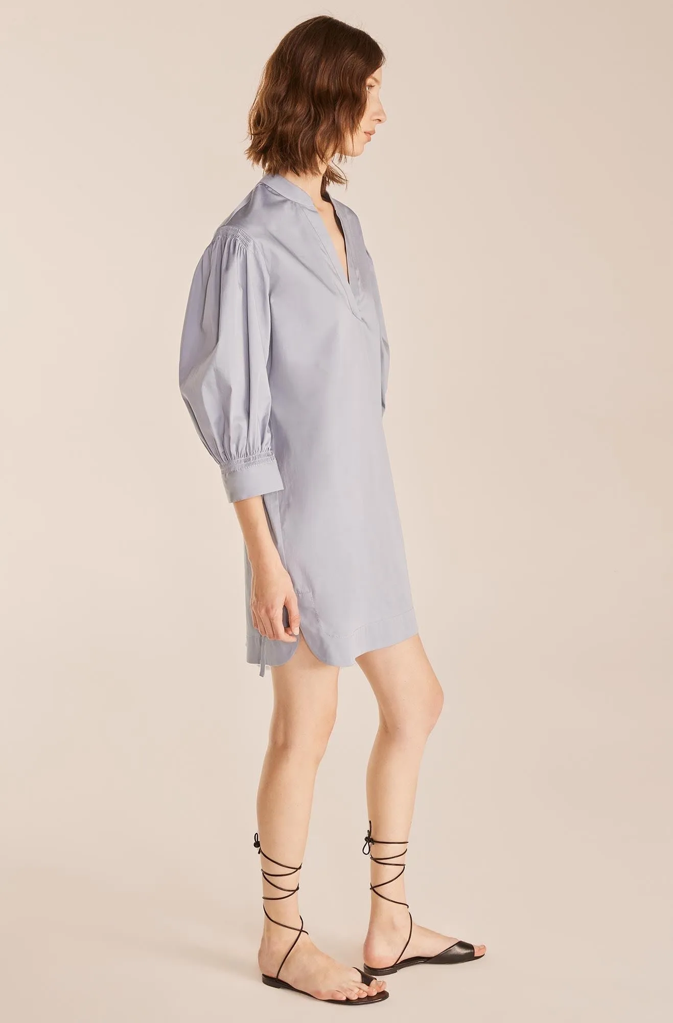 Long Sleeve Shirt Dress | Pearl Blue REBECCA TAYLOR