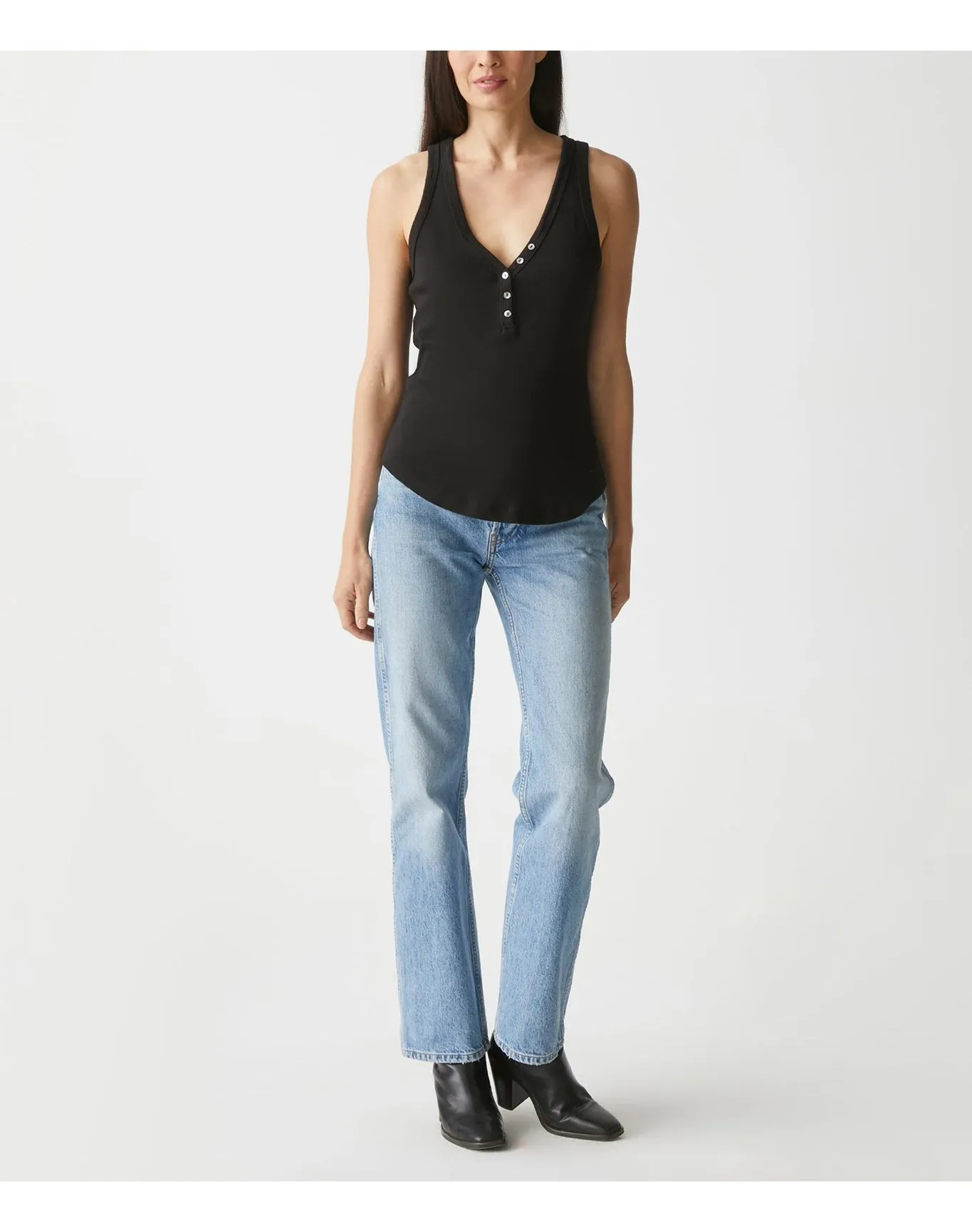 Luna Henley Tank | Black MICHAEL STARS