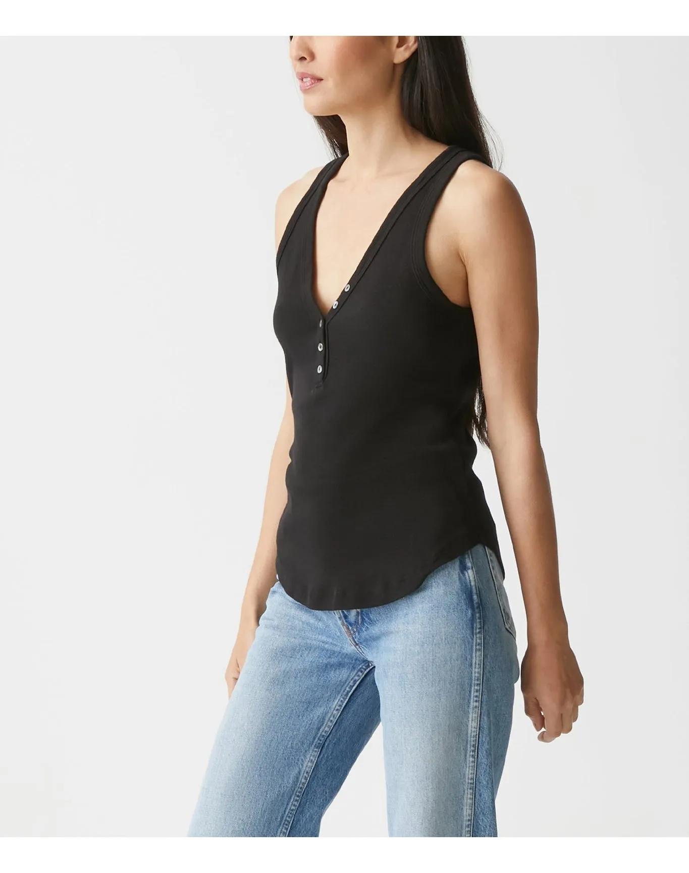 Luna Henley Tank | Black MICHAEL STARS