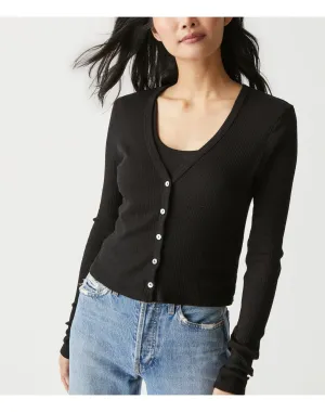 Lyla Ribbed Cardigan | Black MICHAEL STARS