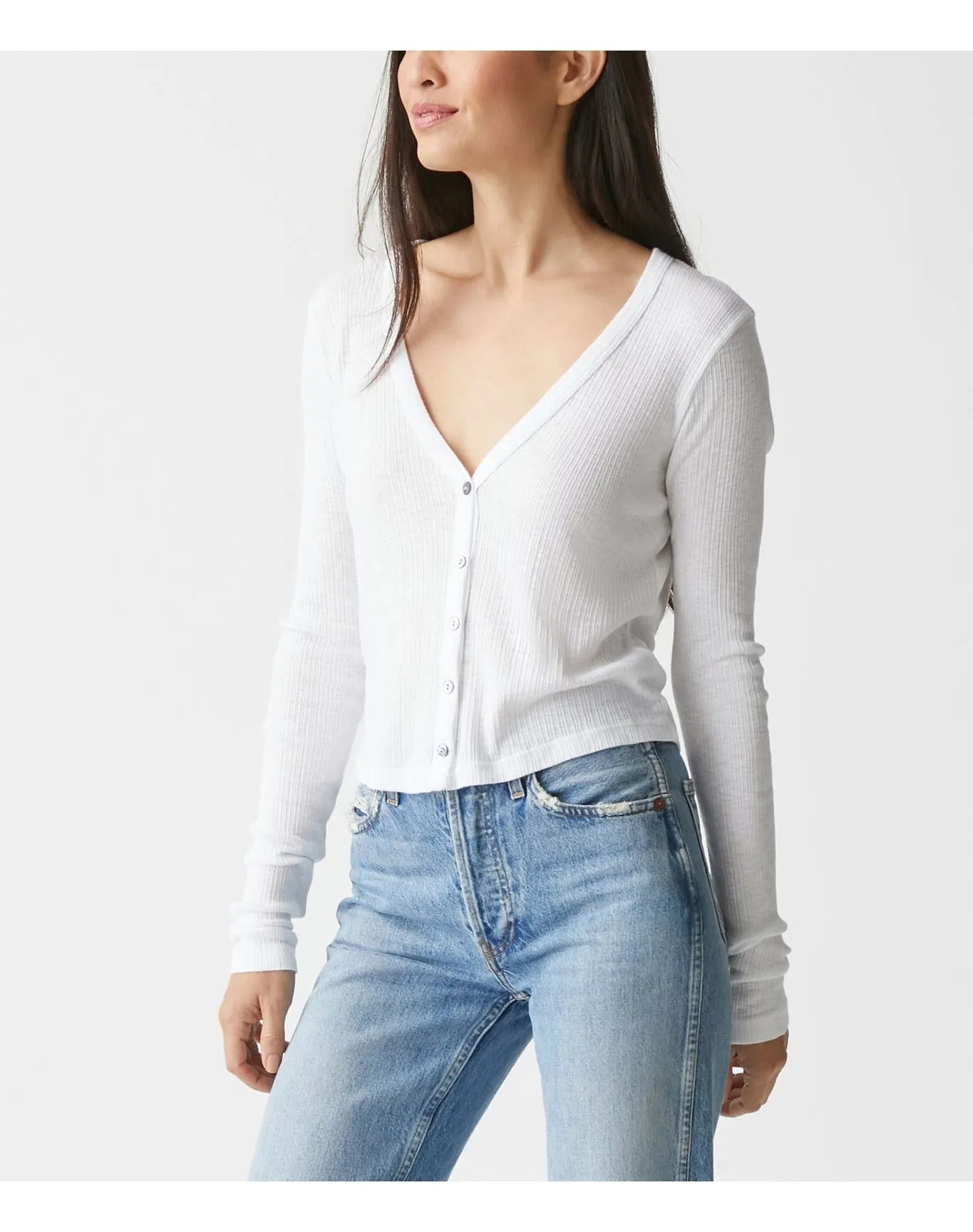 Lyla Ribbed Cardigan | White MICHAEL STARS