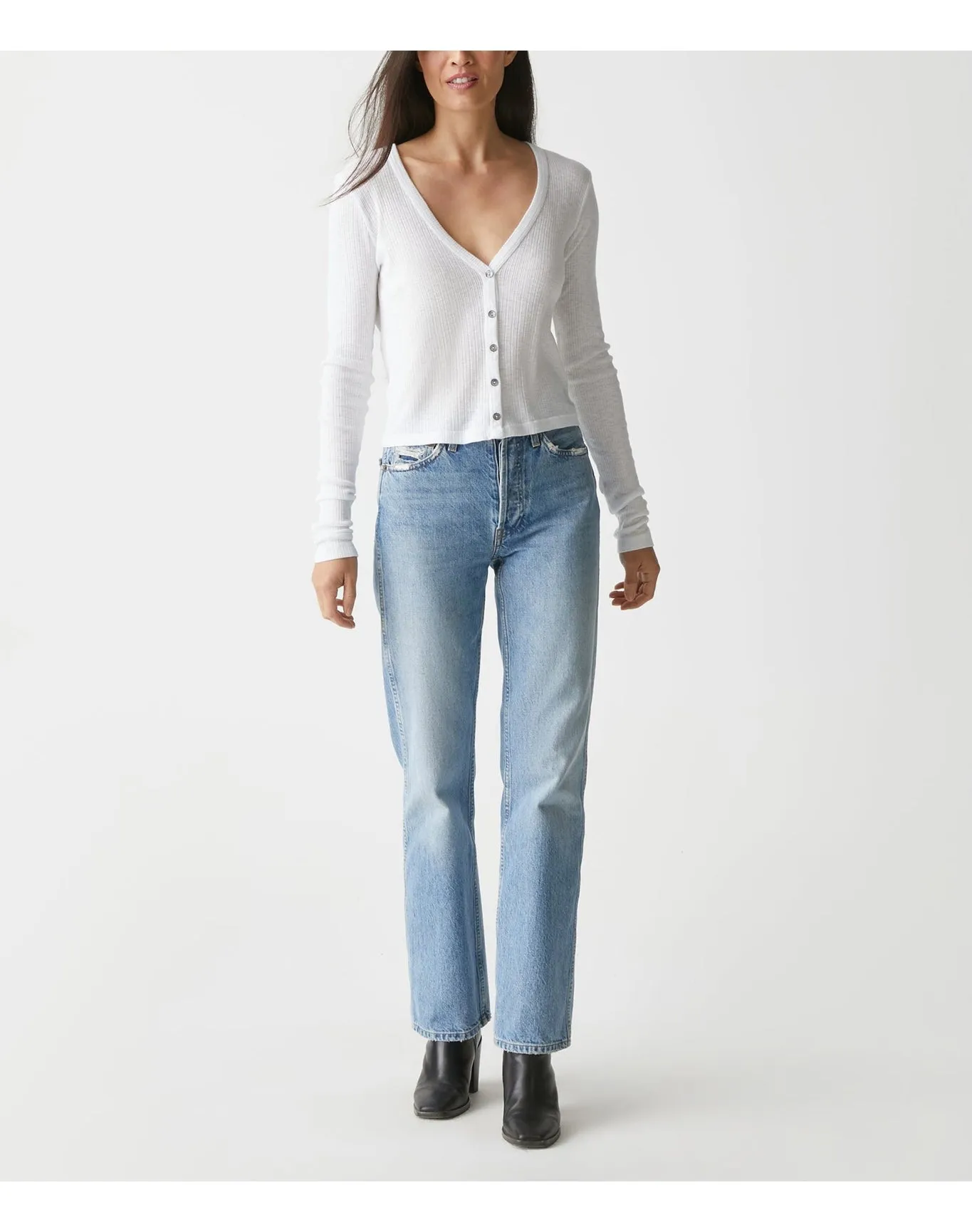 Lyla Ribbed Cardigan | White MICHAEL STARS