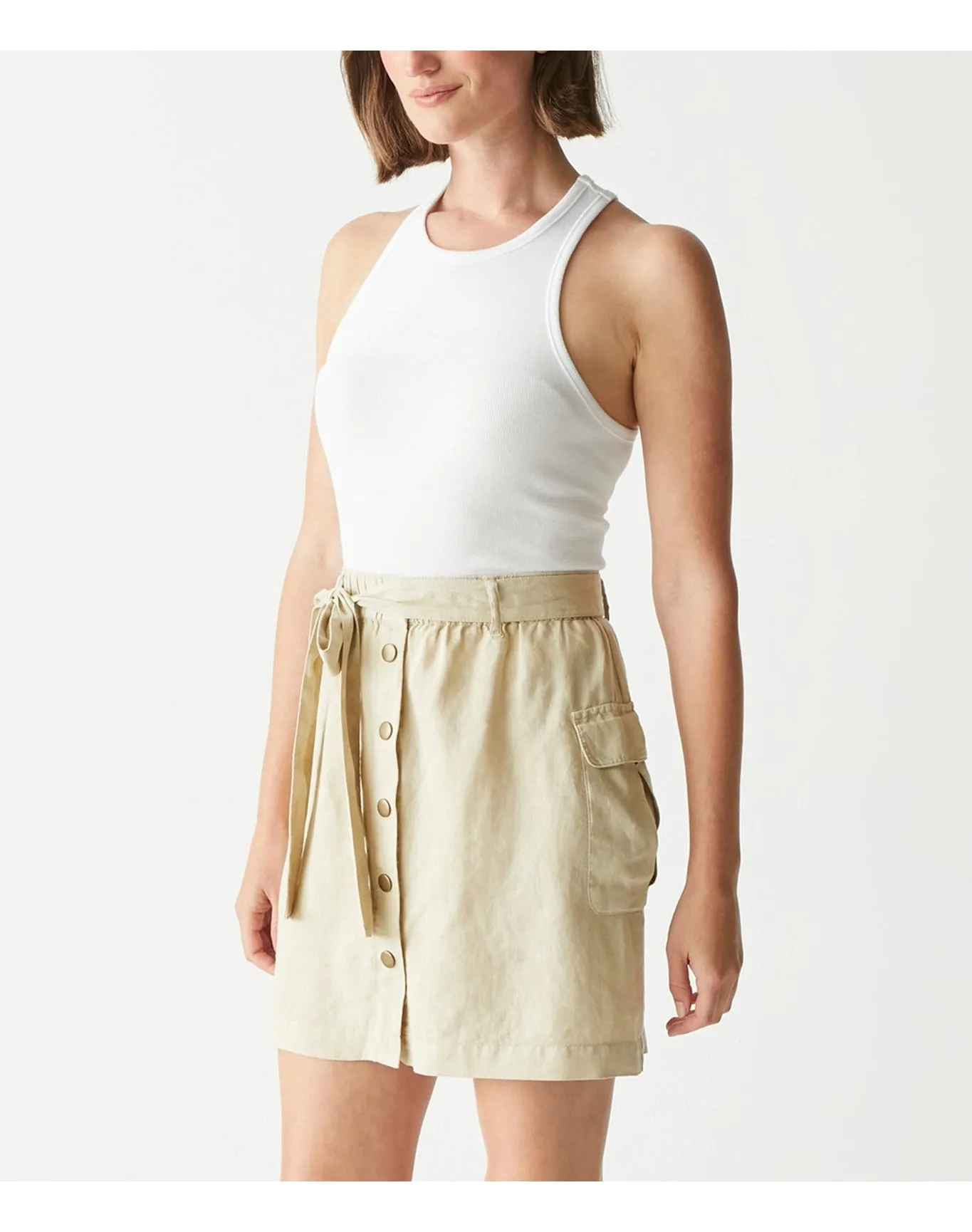 Martina Linen Button Front Skirt | Natural MICHAEL STARS