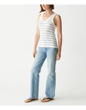 Maya Striped V-Neck Tank | White Stripe MICHAEL STARS