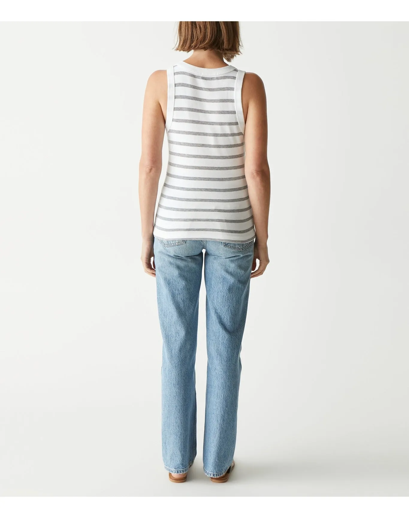 Maya Striped V-Neck Tank | White Stripe MICHAEL STARS