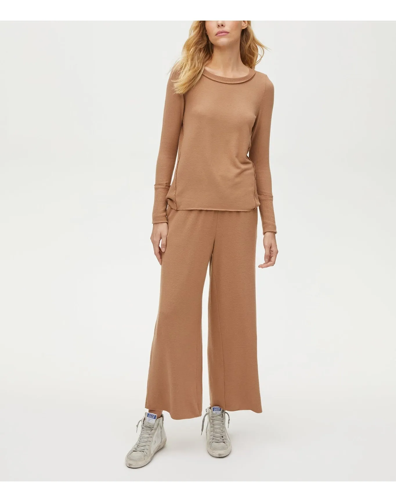 Melanie Top with Rib Contrast | Camel MICHAEL STARS
