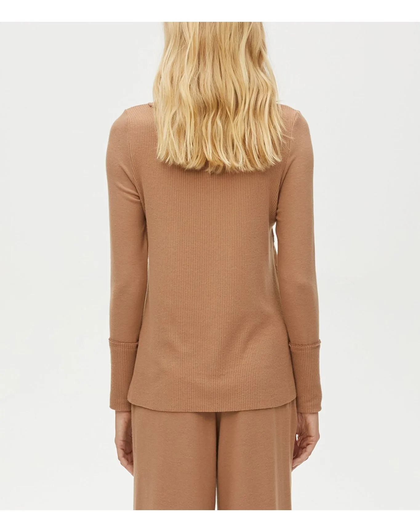 Melanie Top with Rib Contrast | Camel MICHAEL STARS