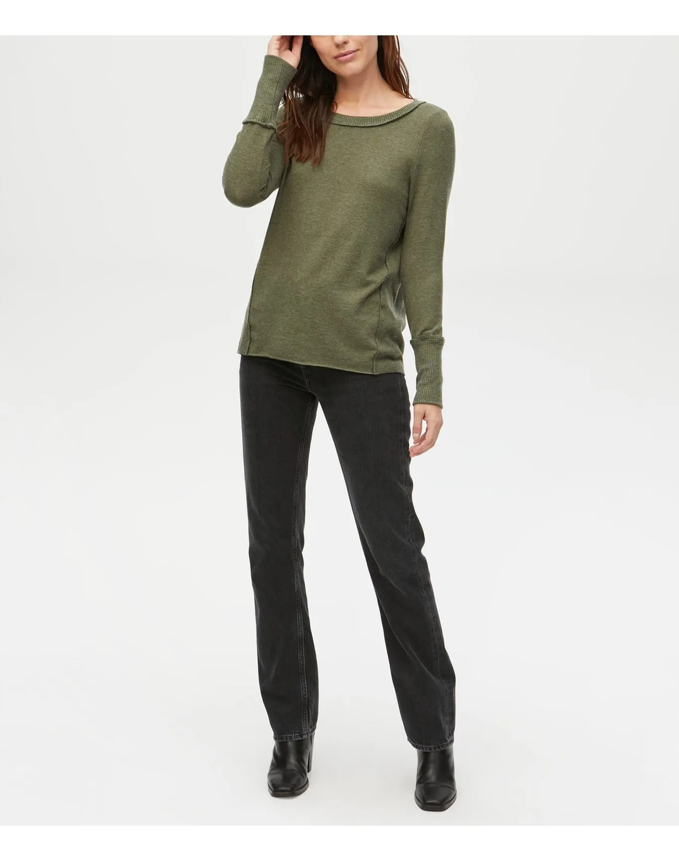 Melanie Top with Rib Contrast | Tarragon MICHAEL STARS