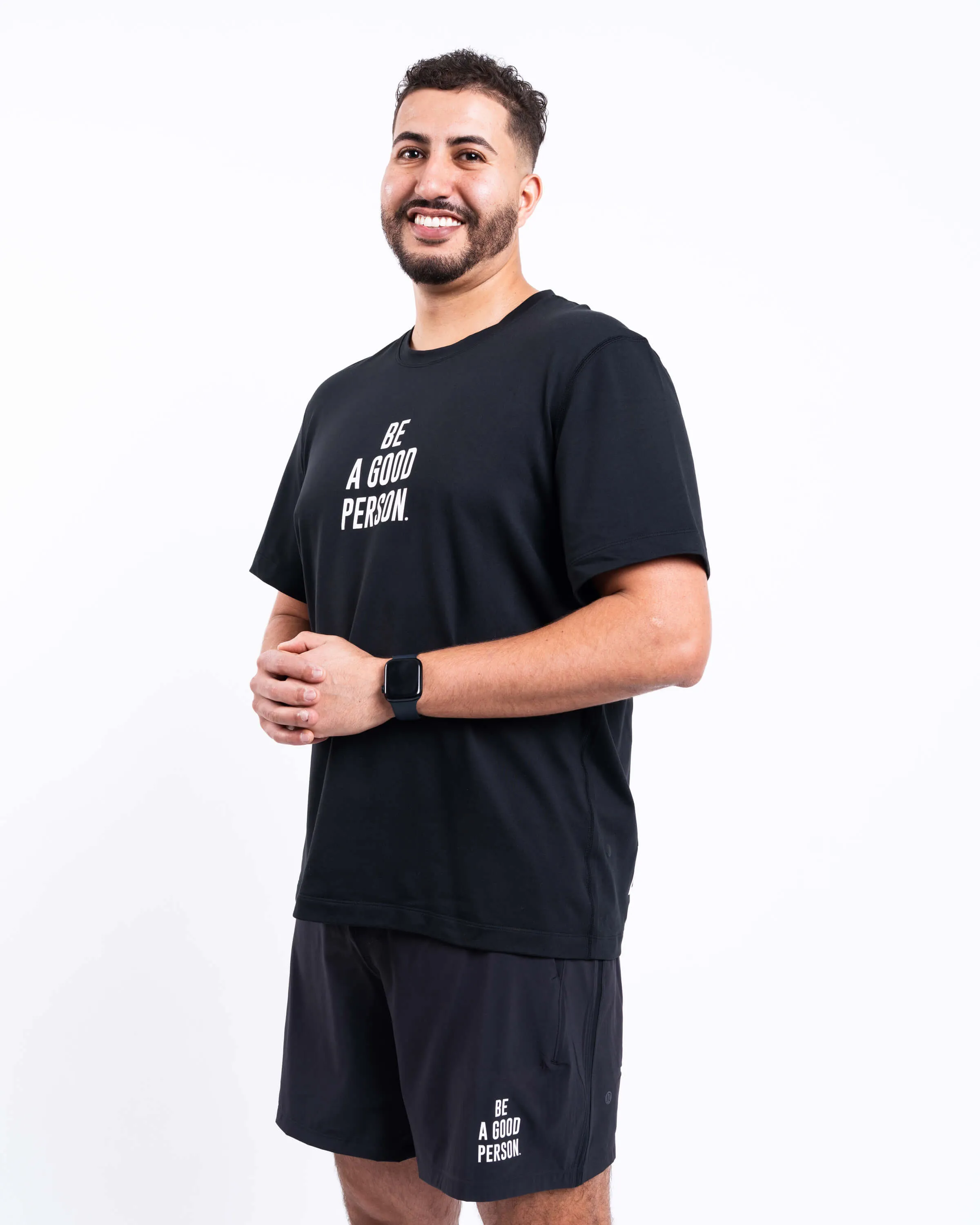 Men's Soft Jersey Short-Sleeve Shirt - Black - lululemon // BE A GOOD PERSON *Pre-Order*