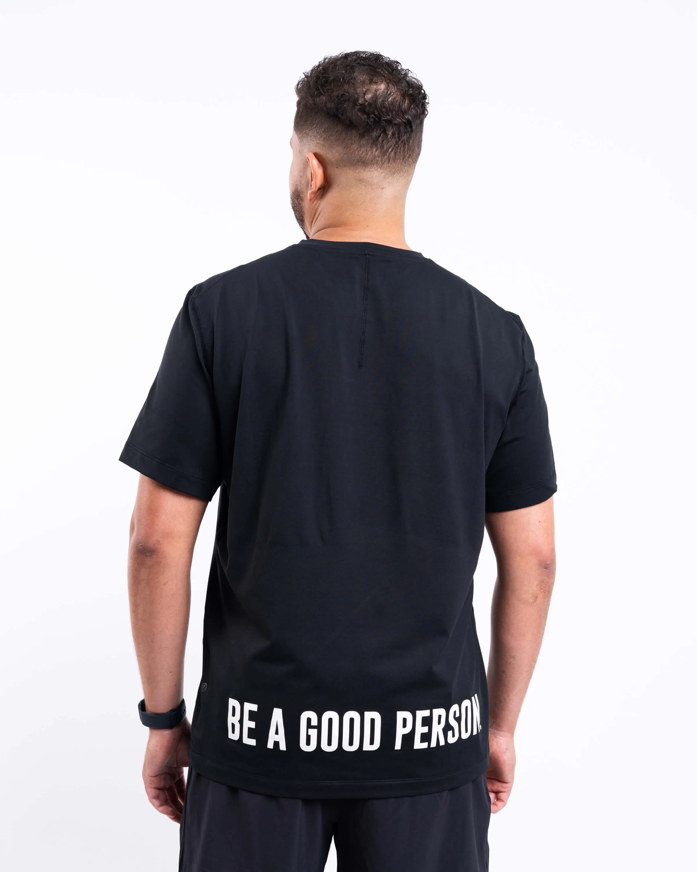Men's Soft Jersey Short-Sleeve Shirt - Black - lululemon // BE A GOOD PERSON *Pre-Order*