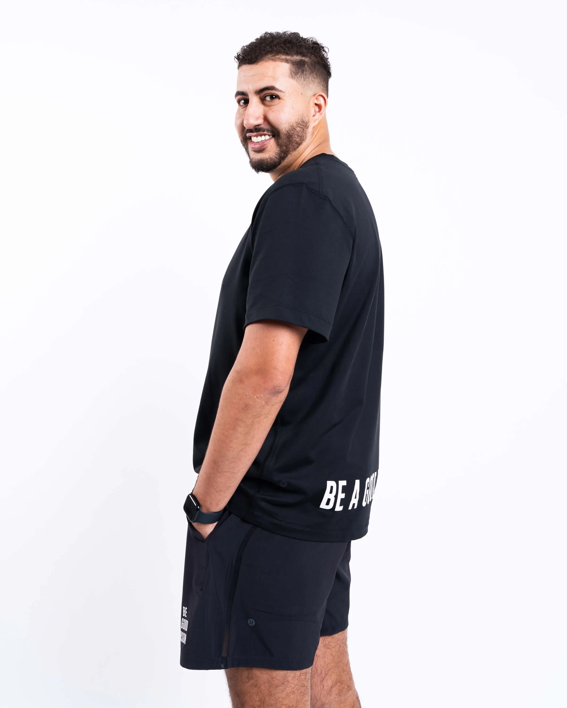 Men's Soft Jersey Short-Sleeve Shirt - Black - lululemon // BE A GOOD PERSON *Pre-Order*