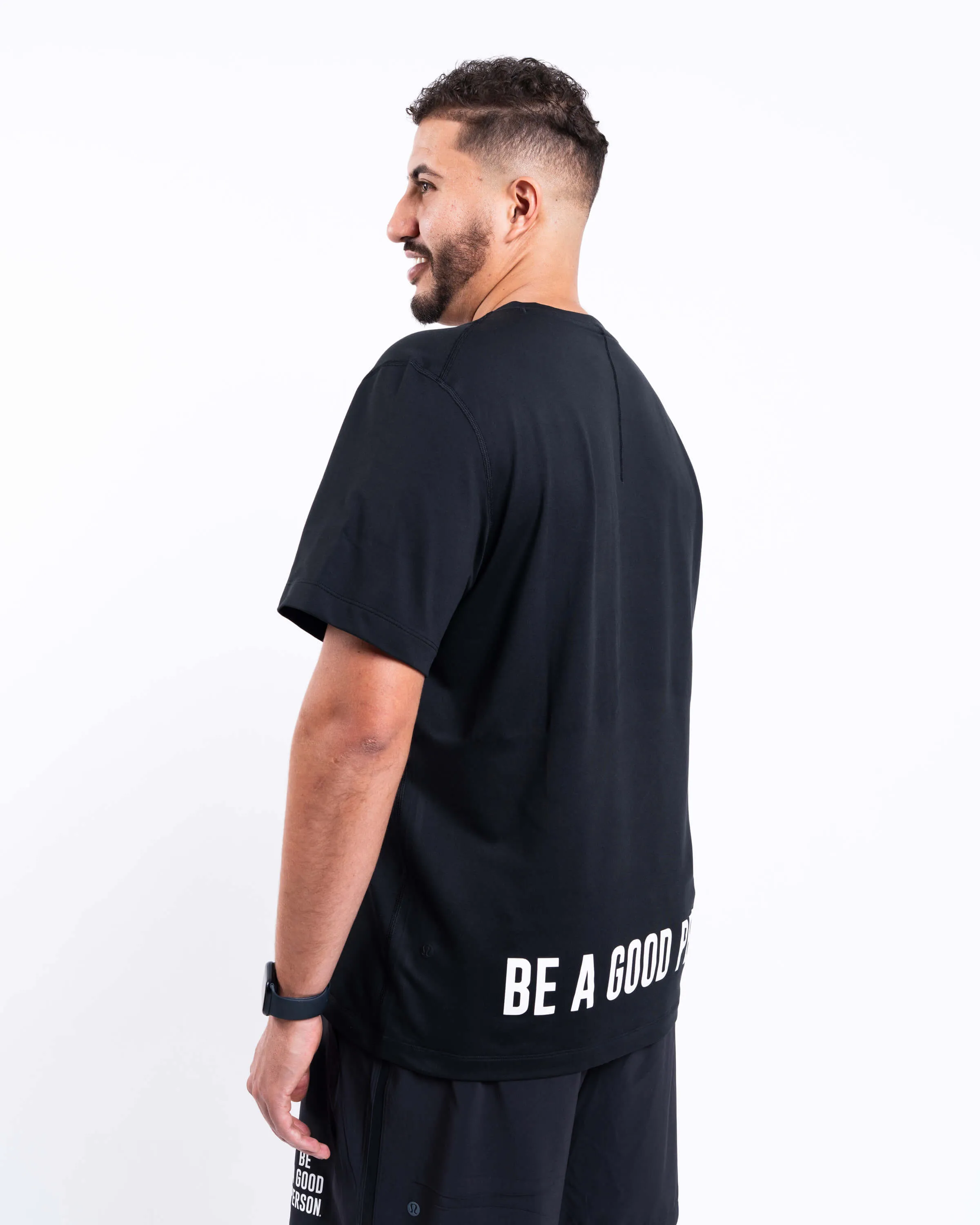 Men's Soft Jersey Short-Sleeve Shirt - Black - lululemon // BE A GOOD PERSON *Pre-Order*