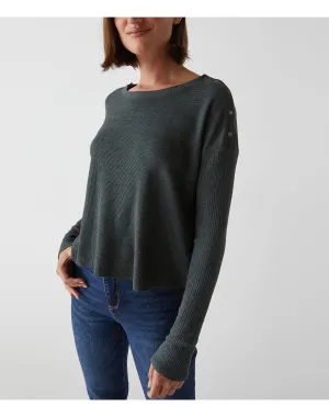 Milo Shoulder Snap Thermal Top | Dark Ivy MICHAEL STARS