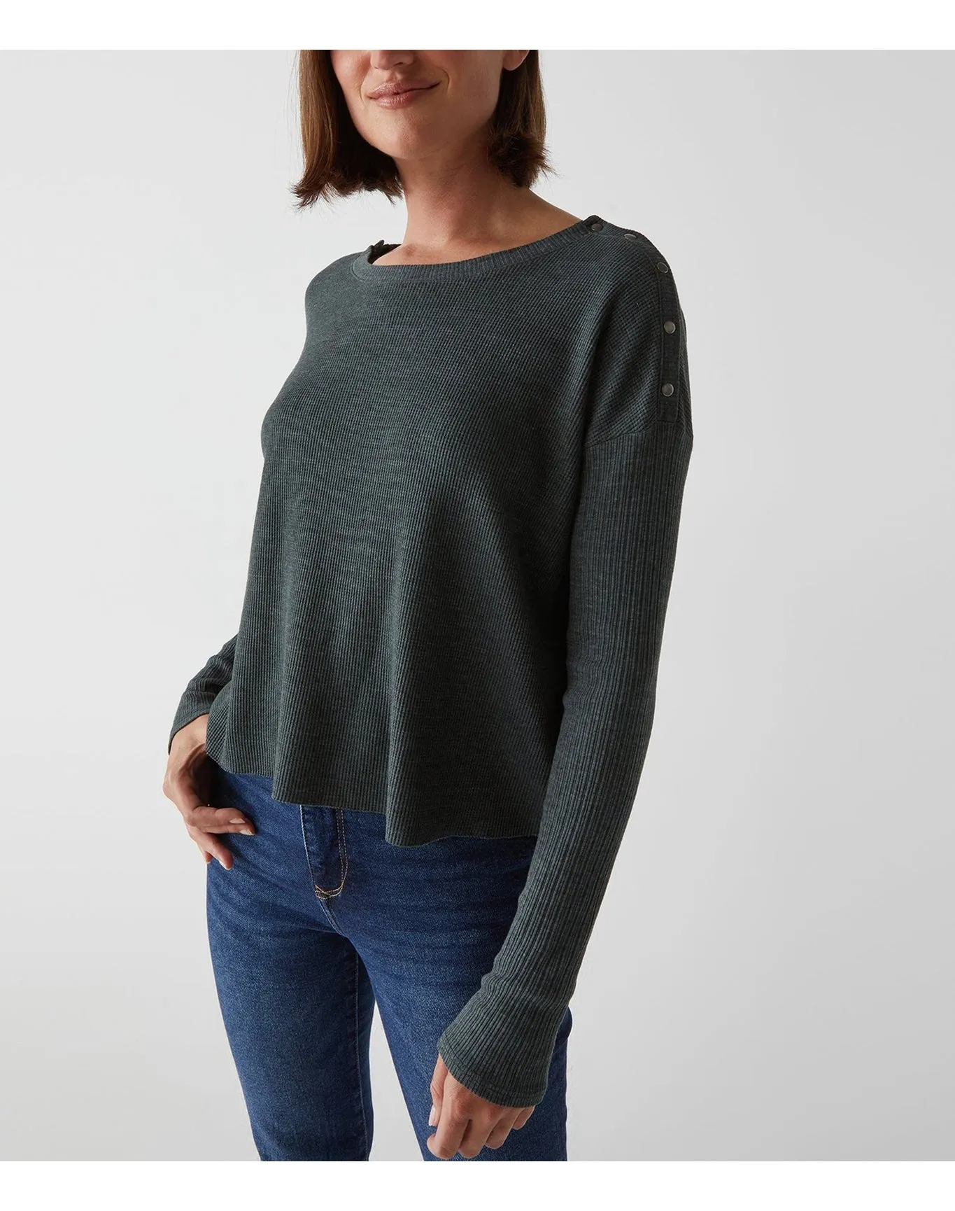 Milo Shoulder Snap Thermal Top | Dark Ivy MICHAEL STARS