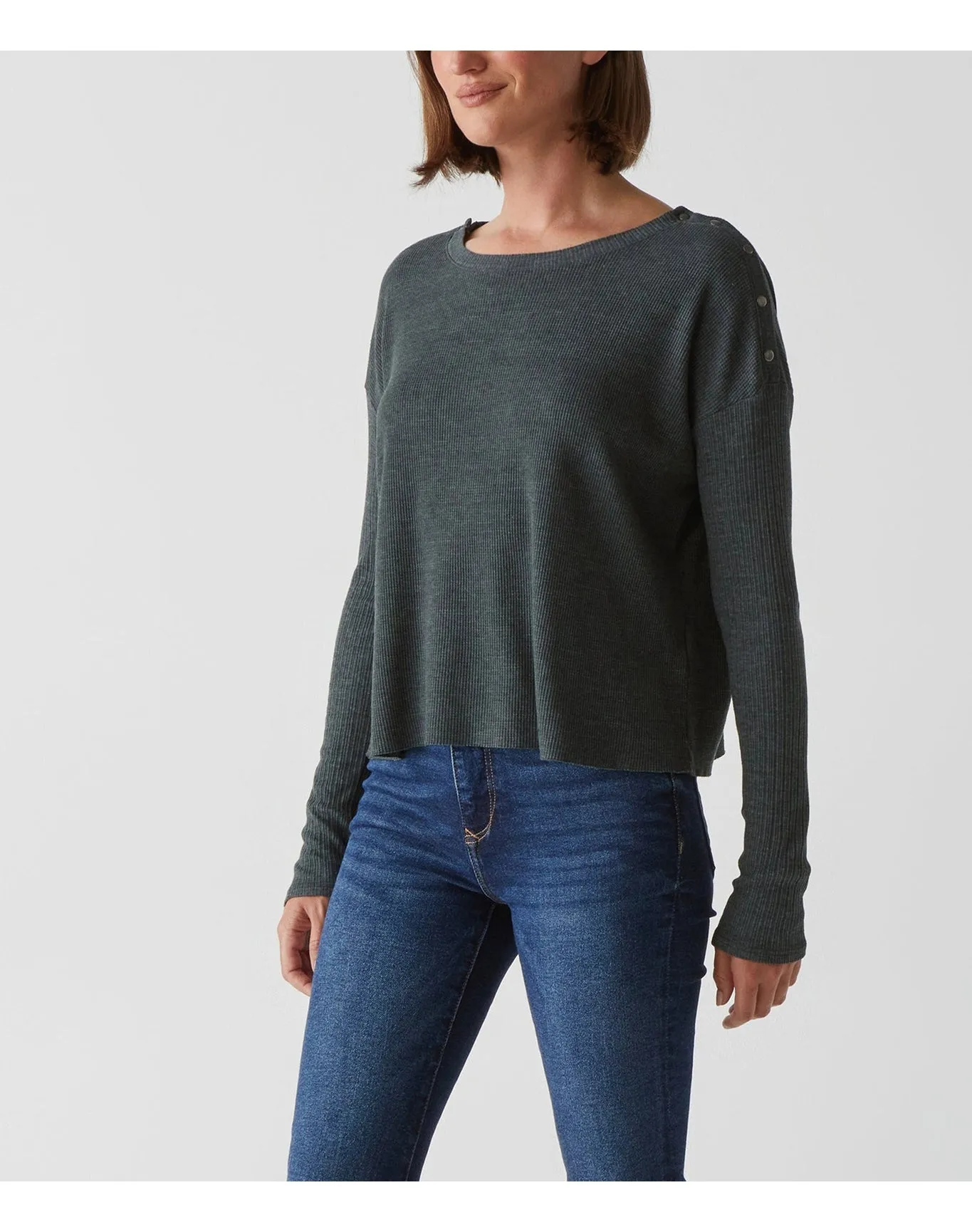 Milo Shoulder Snap Thermal Top | Dark Ivy MICHAEL STARS