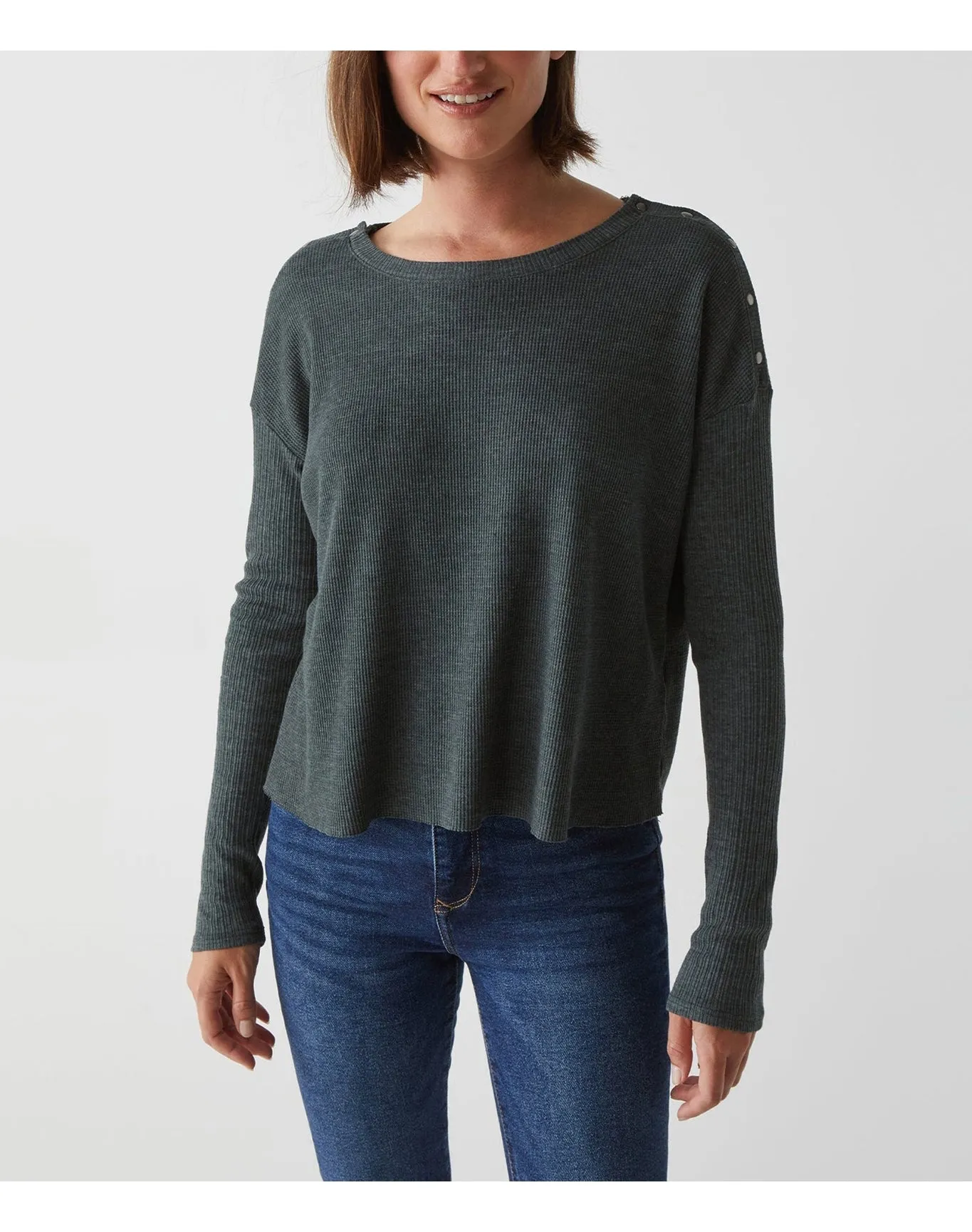Milo Shoulder Snap Thermal Top | Dark Ivy MICHAEL STARS
