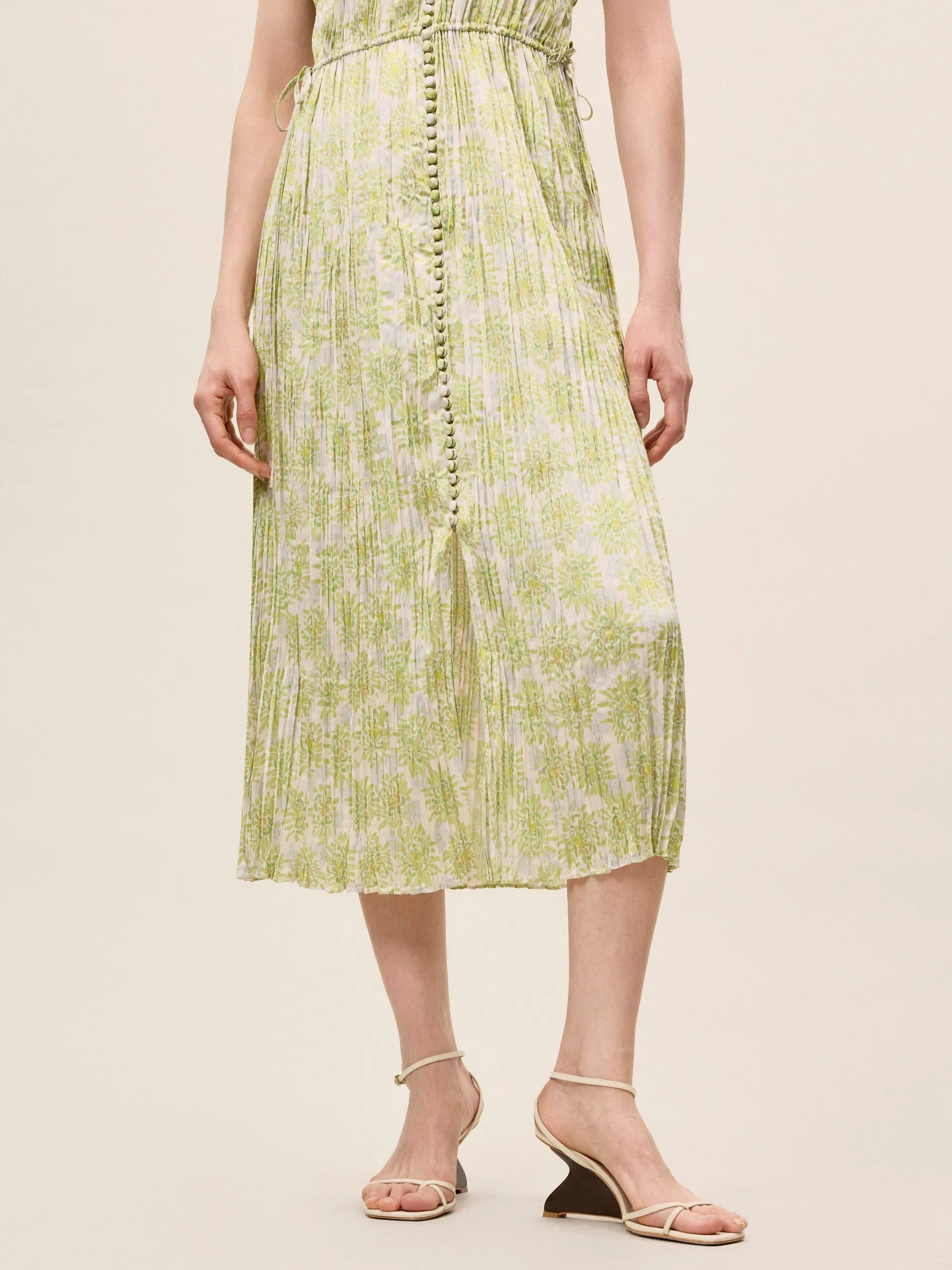 Mini Astera Fleur Button Front Dress | Chartreuse Combo REBECCA TAYLOR