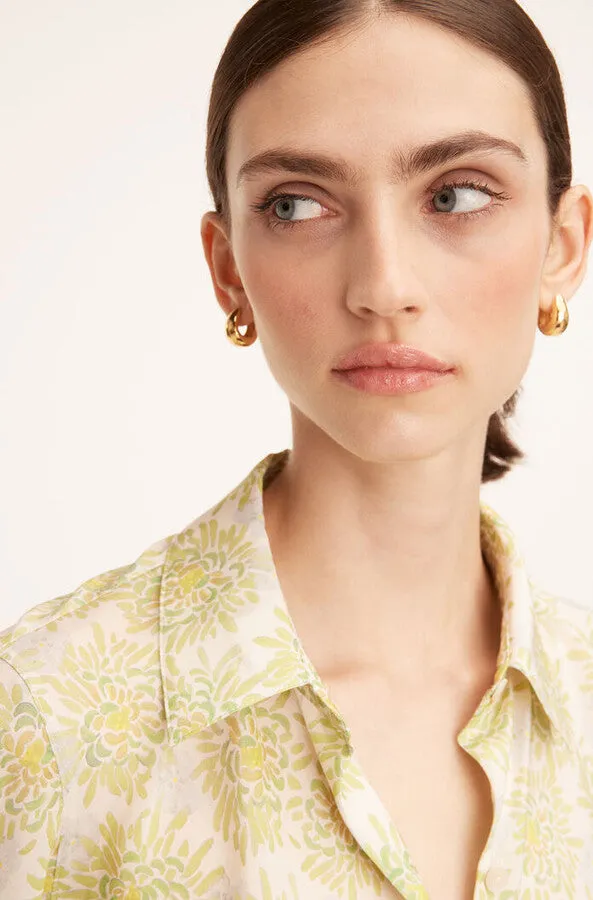 Mini Astera Fleur Long-Sleeve Button-Front Shirt | Cream REBECCA TAYLOR