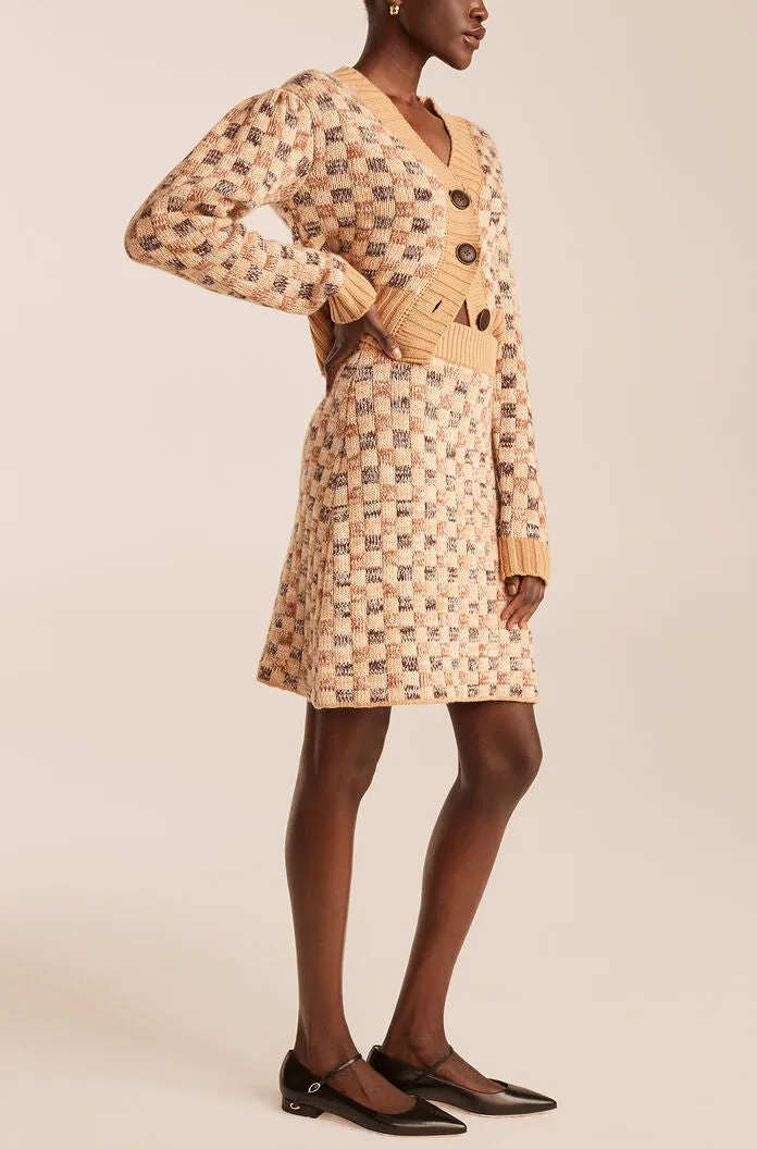 Mini Skirt | Honey Checkerboard REBECCA TAYLOR