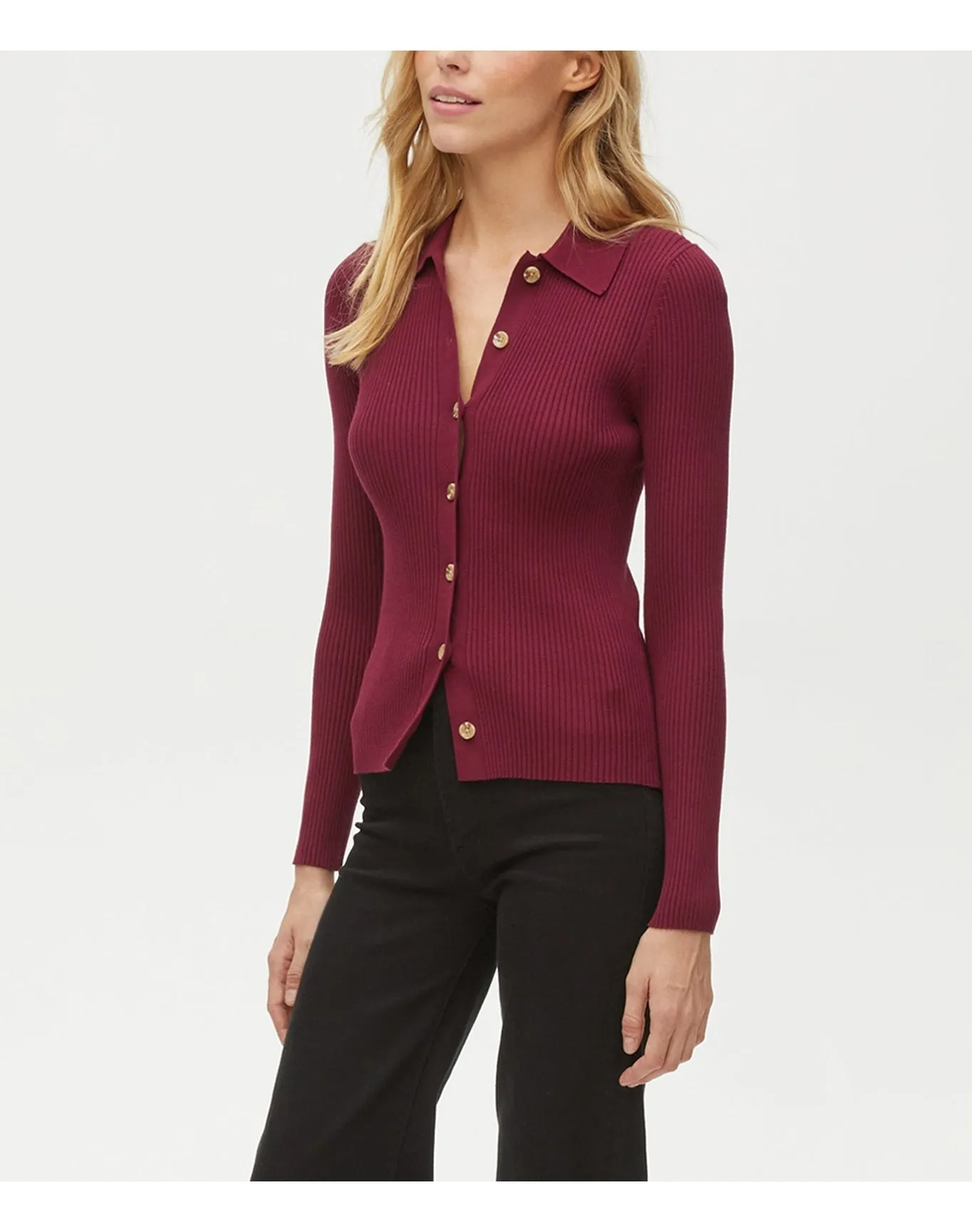 Miri Ribbed Button Down Top | Auburn MICHAEL STARS