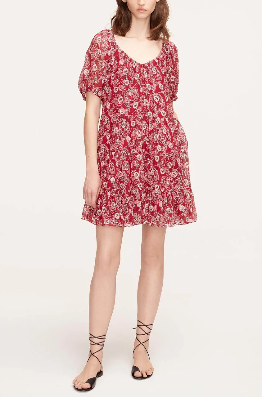 Monarch Fleur Tiered Dress | Crimson Stripe REBECCA TAYLOR