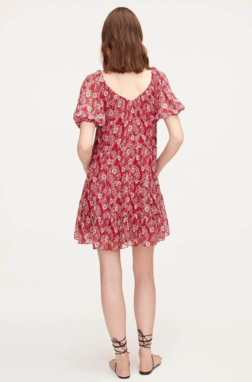 Monarch Fleur Tiered Dress | Crimson Stripe REBECCA TAYLOR