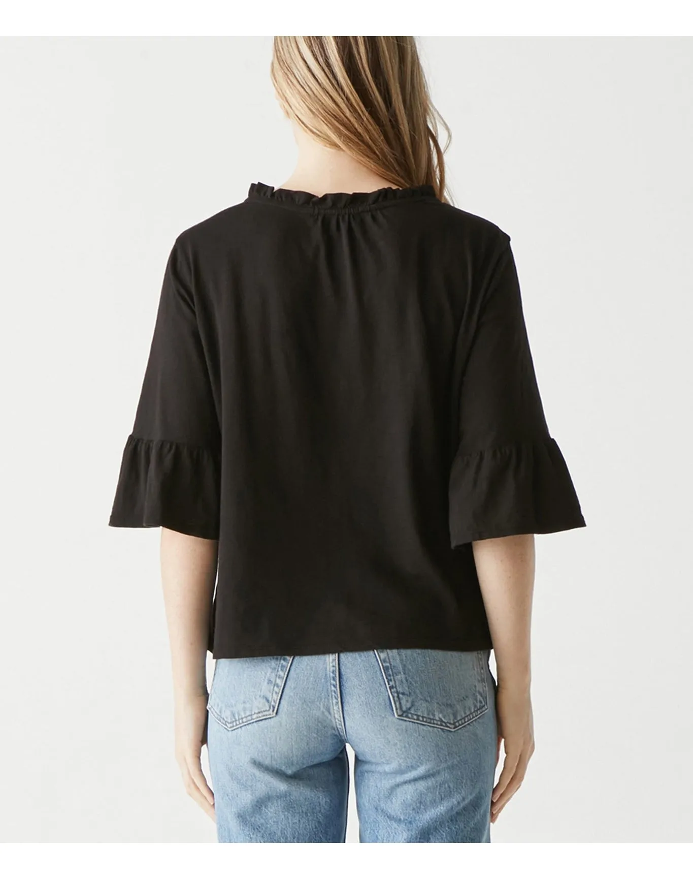 Nia Supima Flutter Sleeve Tee | Black MICHAEL STARS