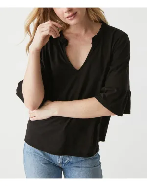 Nia Supima Flutter Sleeve Tee | Black MICHAEL STARS