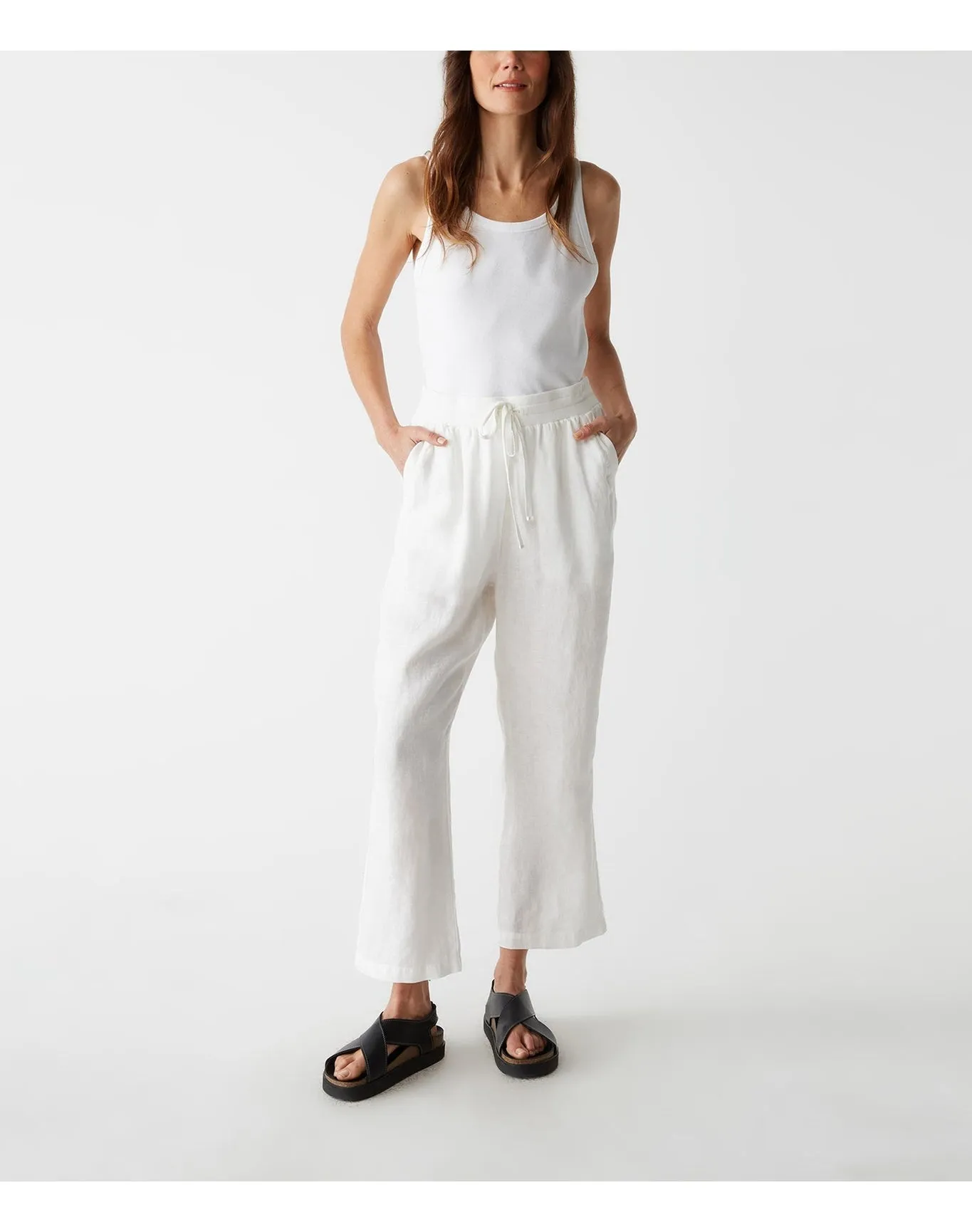 Nolan Pull On Linen Pant | White MICHAEL STARS