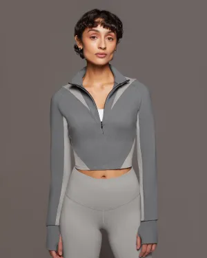 Nordic W.Compress L/S Crop Top | Moonstone/Granite Grey MICHI