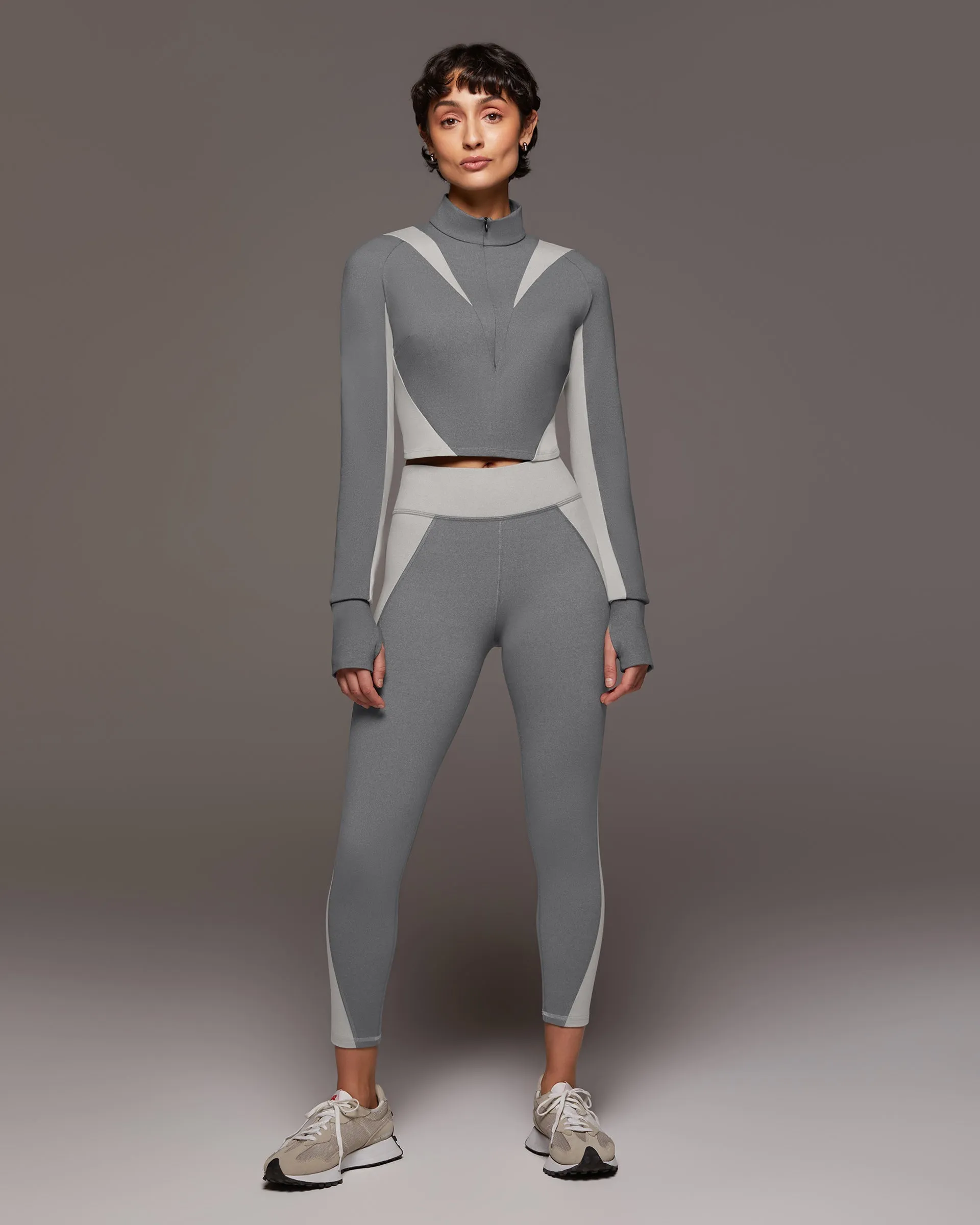 Nordic W.Compress L/S Crop Top | Moonstone/Granite Grey MICHI