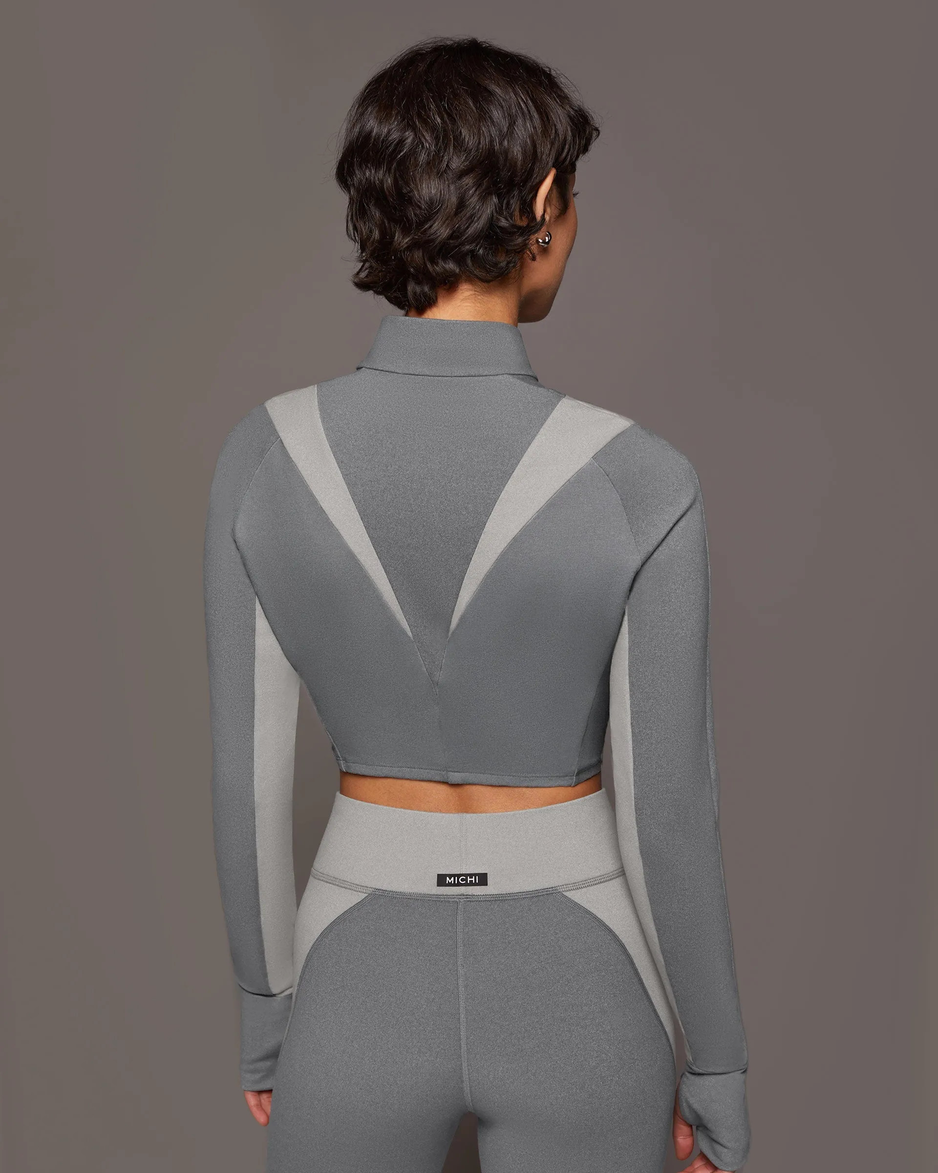Nordic W.Compress L/S Crop Top | Moonstone/Granite Grey MICHI
