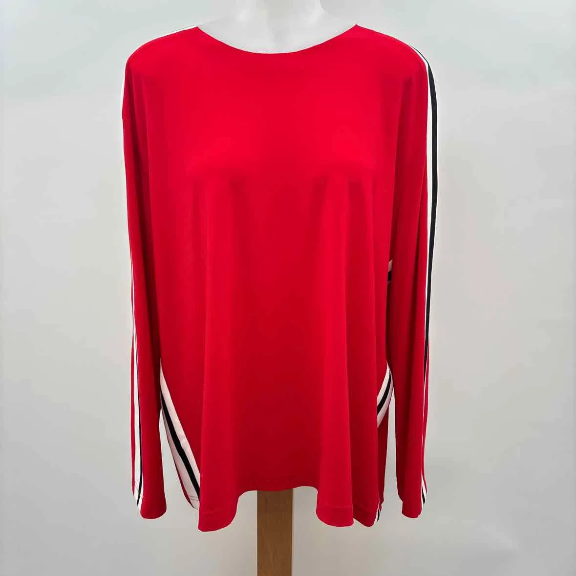 Norma Kamali Women's Size M Red Stripe Long Sleeve Shirt