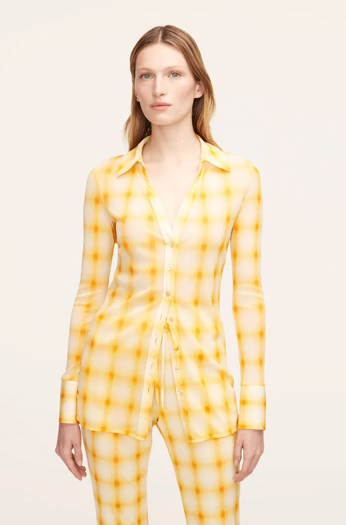 Ombre Plaid Mesh Button Down Shirt | Ombre Plaid Zinnia Combo REBECCA TAYLOR