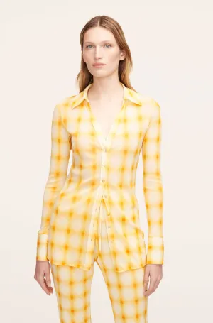 Ombre Plaid Mesh Button Down Shirt | Ombre Plaid Zinnia Combo REBECCA TAYLOR