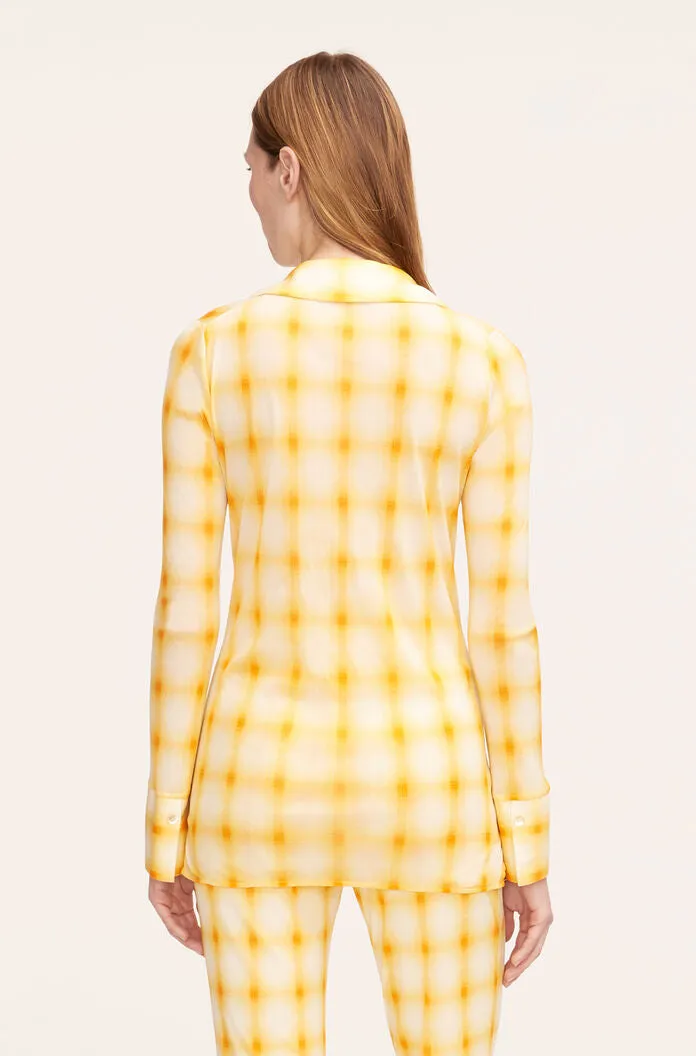 Ombre Plaid Mesh Button Down Shirt | Ombre Plaid Zinnia Combo REBECCA TAYLOR